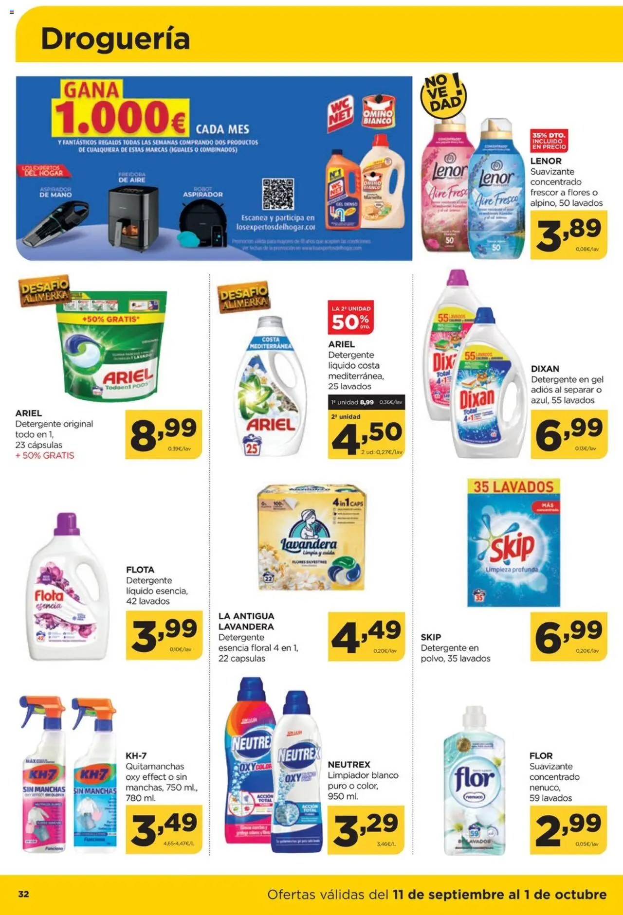 Alimerka folleto Asturias │ válido desde el 11.09.2025 | Página: 32 | Productos: Quitamanchas, Detergente, Suavizante, Freidora