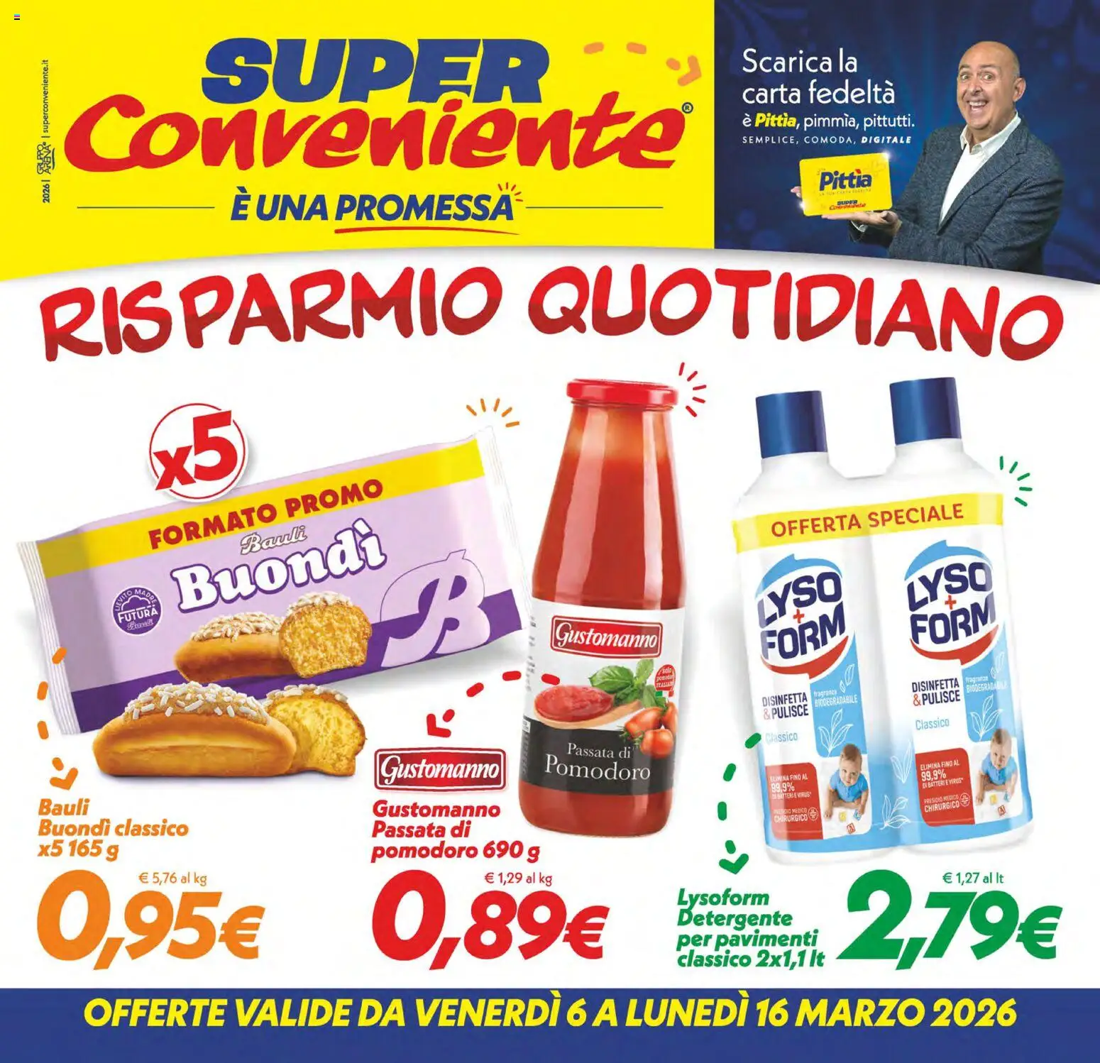Volantino SuperConveniente del 06.03.2026 | Pagina: 1 | Prodotti: Detergente, Pomodoro, Fragranza