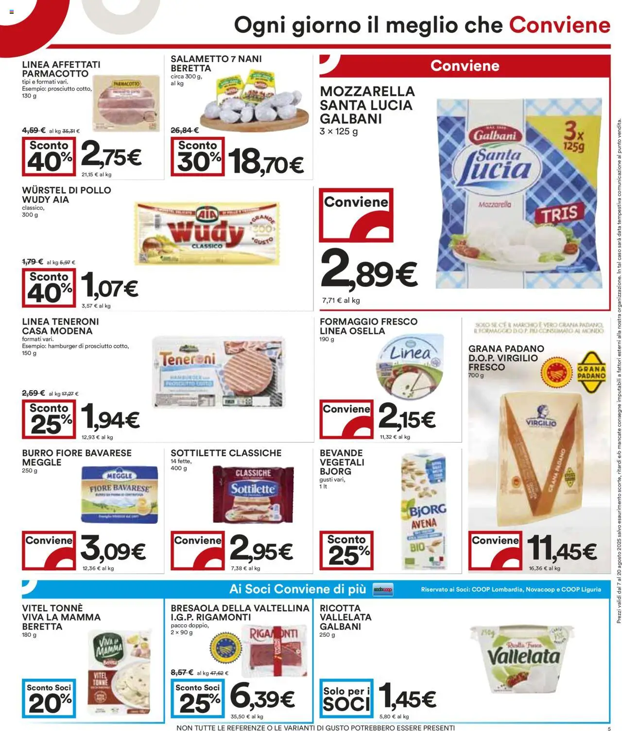 Volantino COOP del 07.08.2025 | Pagina: 5 | Prodotti: Bresaola, Mozzarella, Formaggio, Ricotta