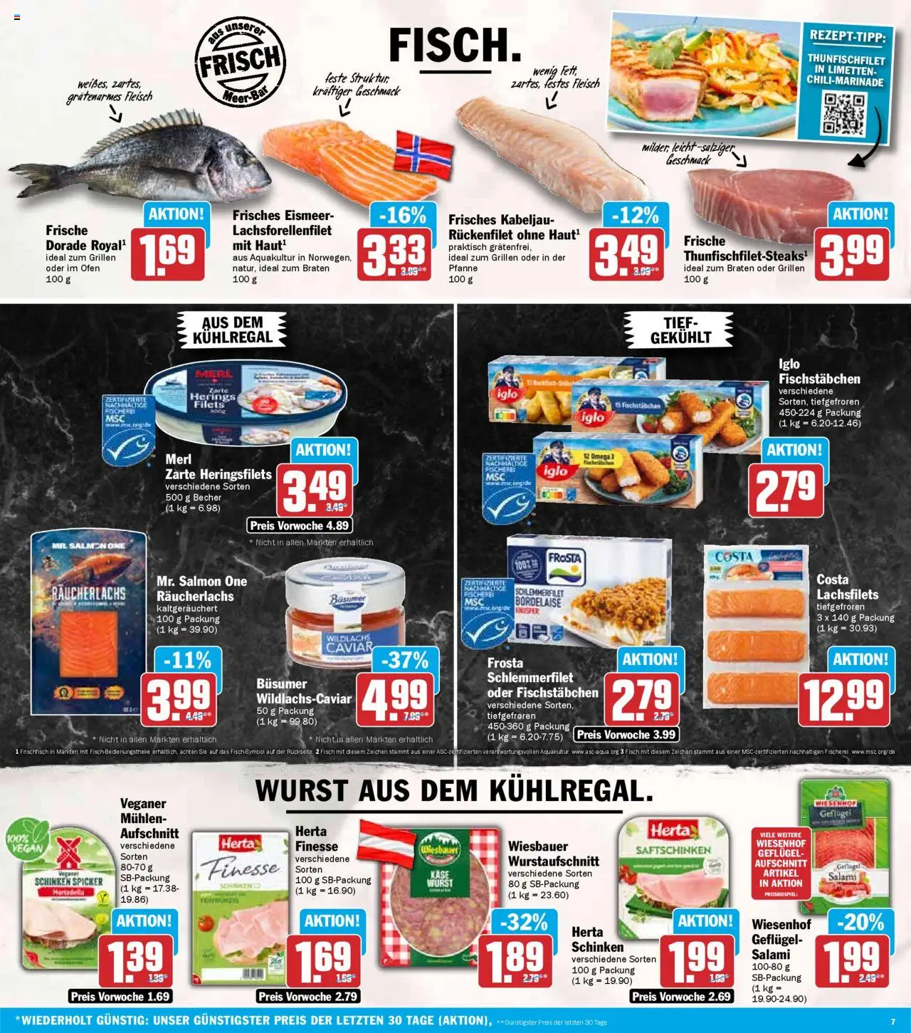 HIT - Baden-Württemberg – gültig ab 06.10.2025 | Seite: 7 | Produkte: Dorade, Iglo, Räucherlachs, Wurst
