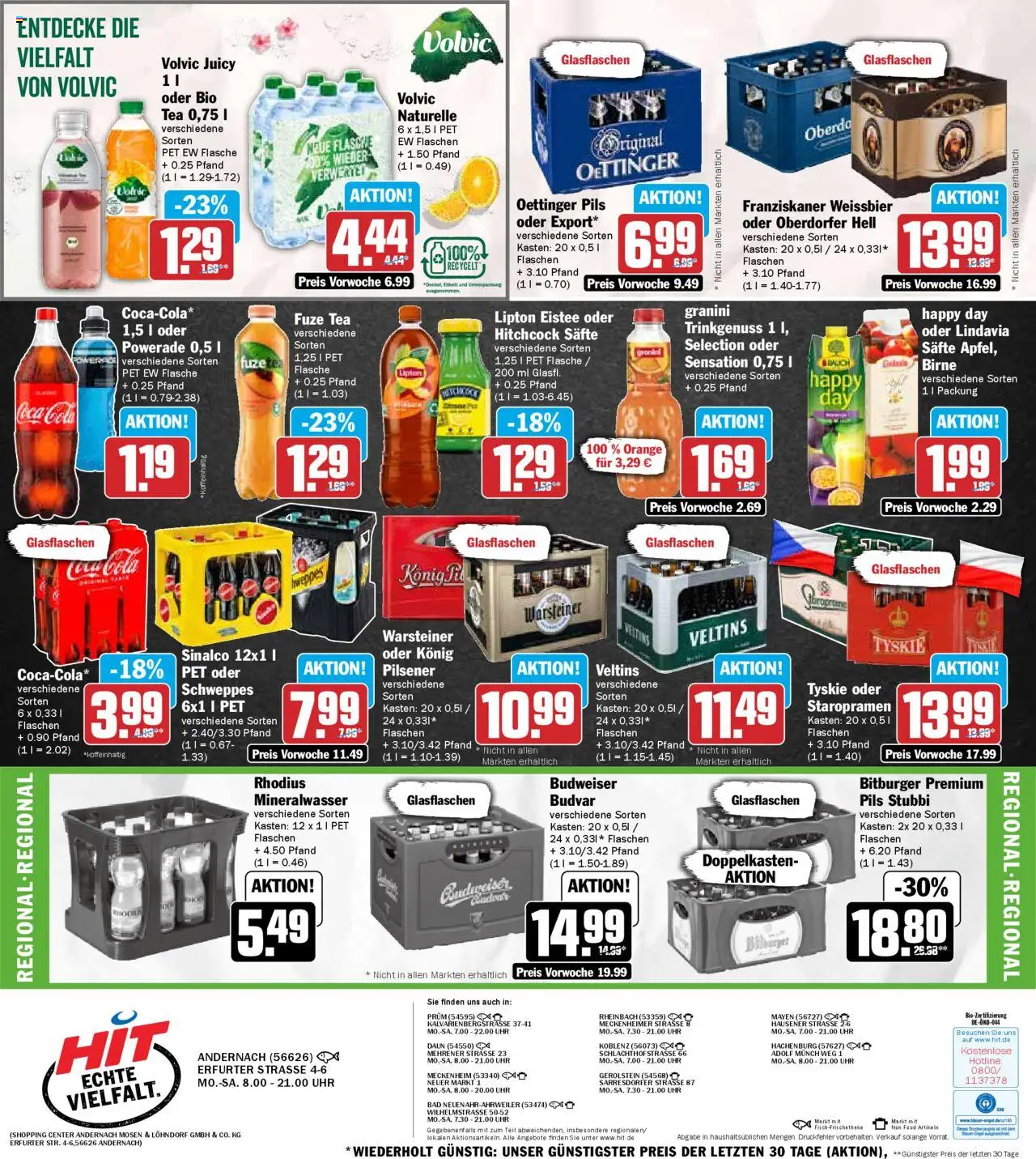 HIT - Rhineland-Palatinate – gültig ab 13.10.2025 | Seite: 19 | Produkte: Tyskie, Mineralwasser, Volvic, Uhr