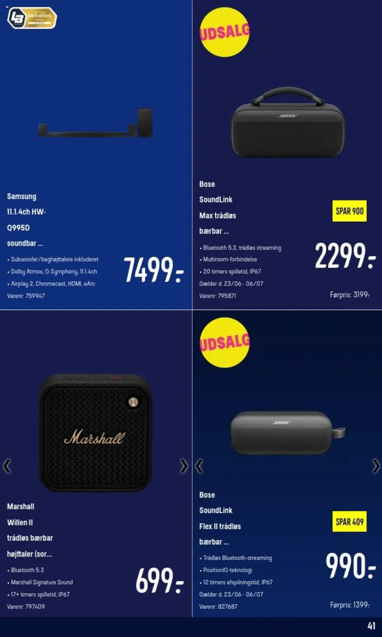 Elgiganten Tilbudsavis gyldig fra 23.06.2025 | Side: 41 | Produkter: Soundbar, Højttaler
