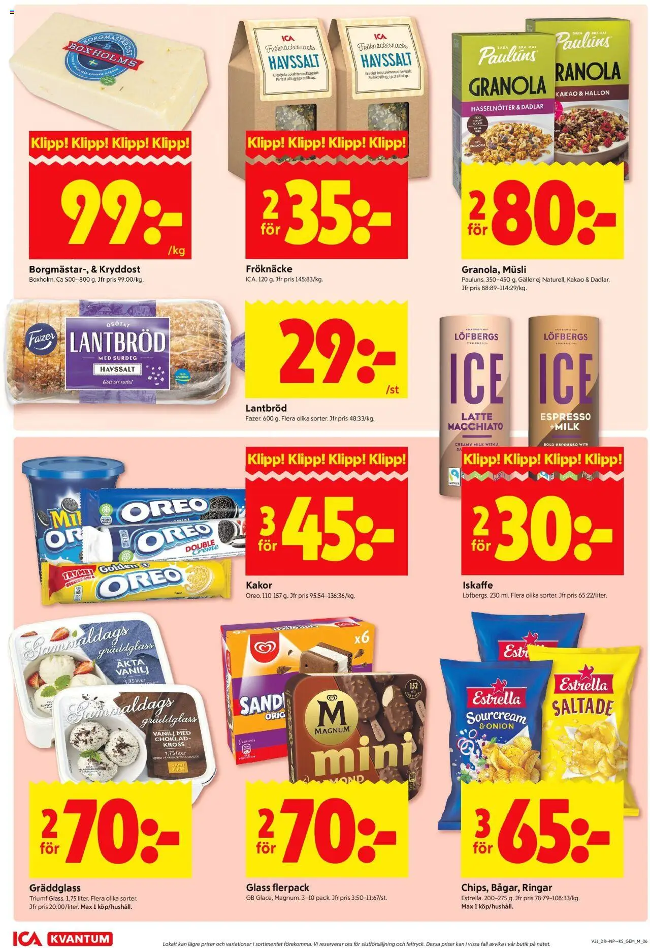 ICA Kvantum reklamblad aktuell från 28.07.2025 | Sida: 10 | Produkter: Musli, Lantbröd, Glass, Hallon