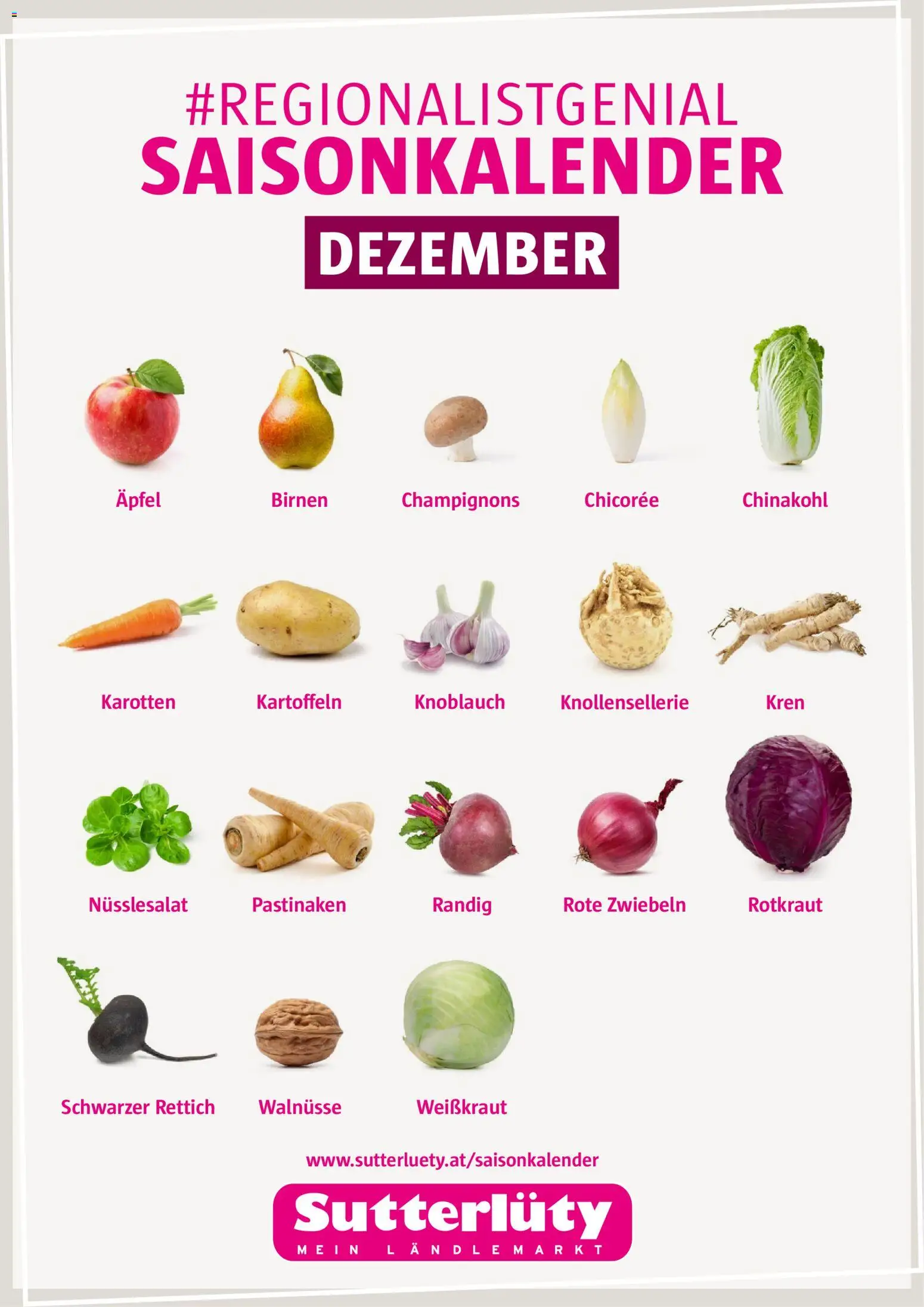 Sutterlüty Saisonkalender 12/25 gültig ab 01.12.2025 | Seite: 1 | Produkte: Kartoffeln, Zwiebeln, Knoblauch, Chinakohl