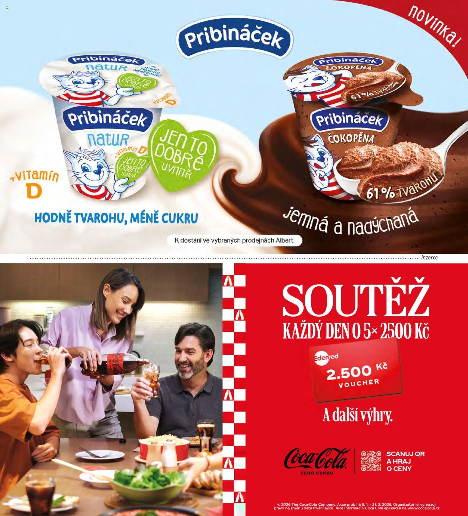 Albert magazín od 01.02.2026 | Strana: 61 | Produkty: Pribináček, Coca cola, Vitamin D, Cola