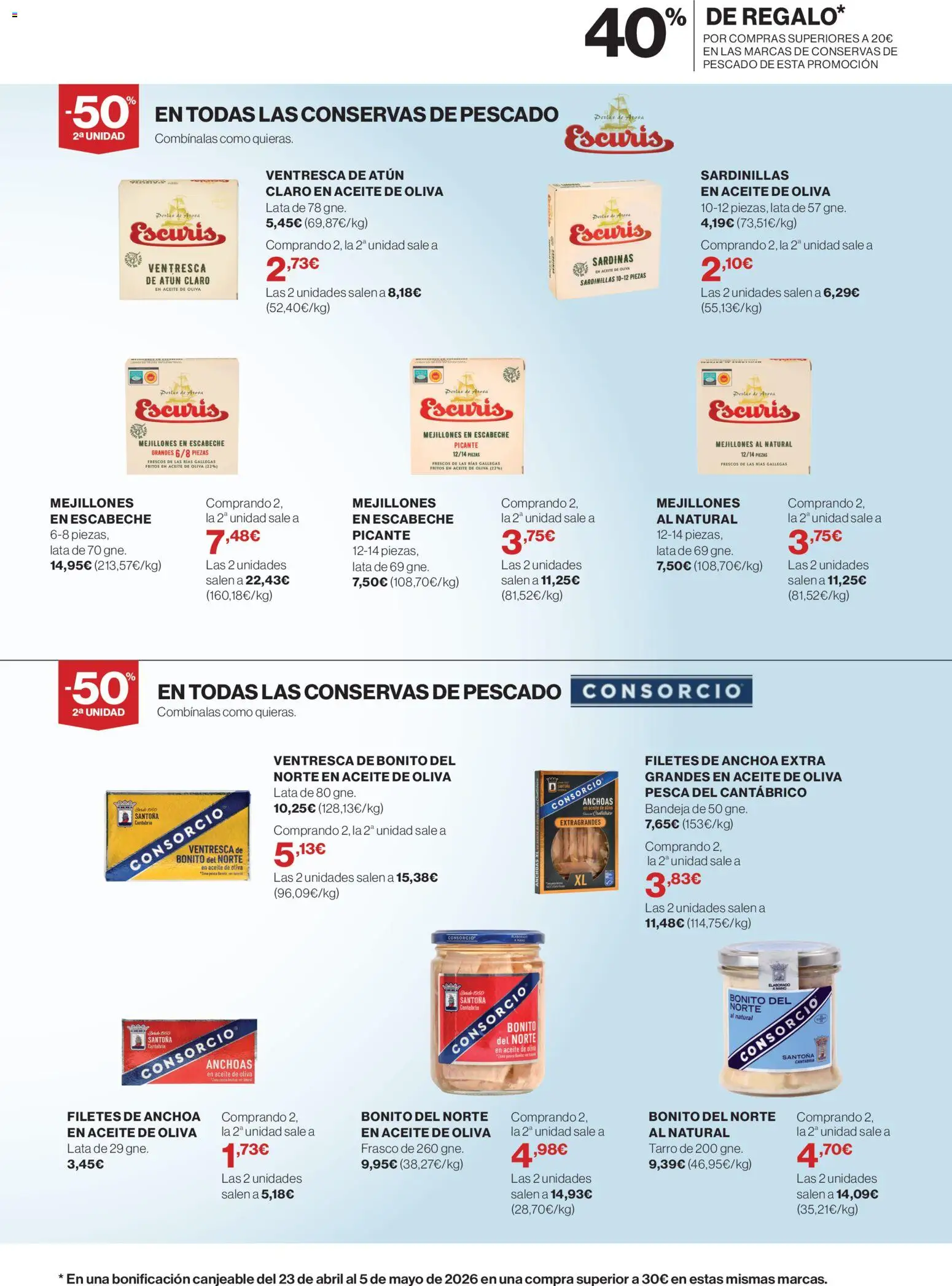 Supercor Península y Baleares │ válido desde el 09.04.2026 | Página: 3 | Productos: Sardinillas, Aceite, Bandeja, Atún claro