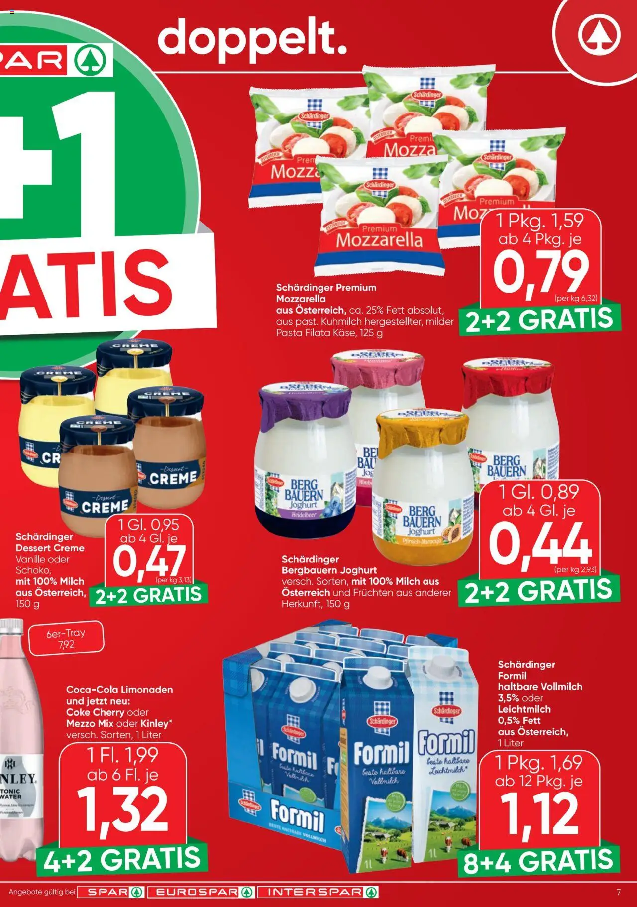 Spar Flugblatt gültig ab 28.08.2025 | Seite: 7 | Produkte: Pasta, Milch, Creme, Joghurt