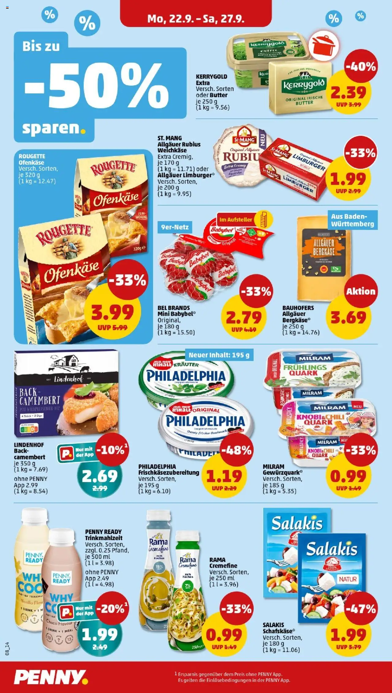 Penny - Baden-Württemberg – gültig ab 22.09.2025 | Seite: 10 | Produkte: Quark, Rama cremefine, Milram, Salakis