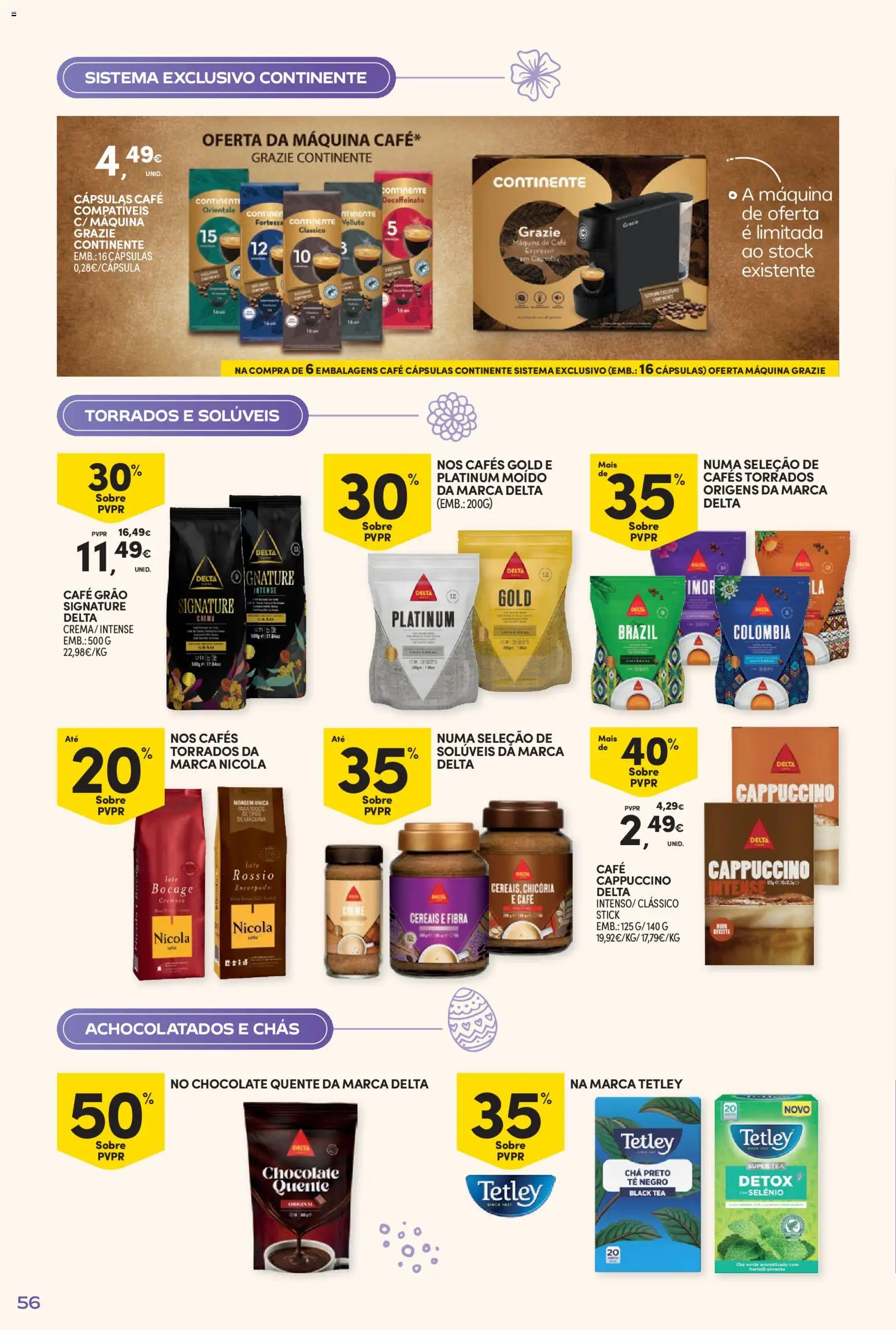 Continente - Nesta Páscoa, alimente a tradição │ válido de 17.03.2026 | Página: 56 | Produtos: Cápsulas café, Chás, Café, Chá
