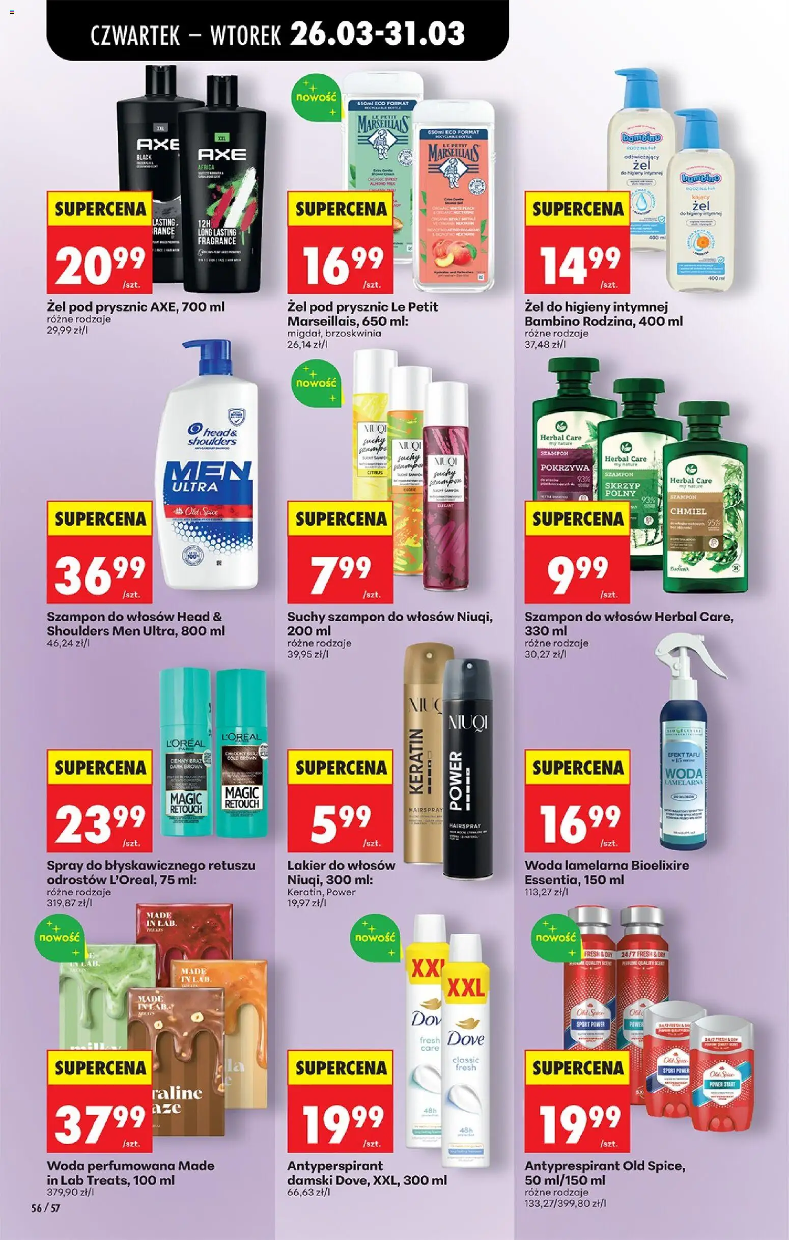 Biedronka gazetka od czwartku od 26.03.2026 | Strona: 70 | Produkty: Lakier do włosów, Żel pod prysznic, Old spice, Woda