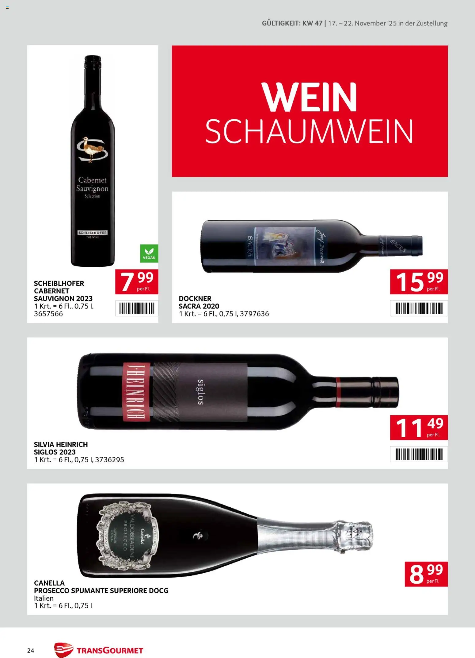 Transgourmet Zustellaktion gültig ab 17.11.2025 | Seite: 24 | Produkte: Wein