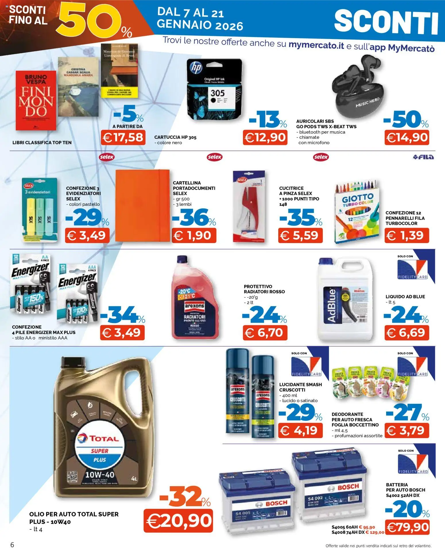Volantino Mercatò del 07.01.2026 | Pagina: 6 | Prodotti: Deodorante, Top, Microfono, Pennarelli