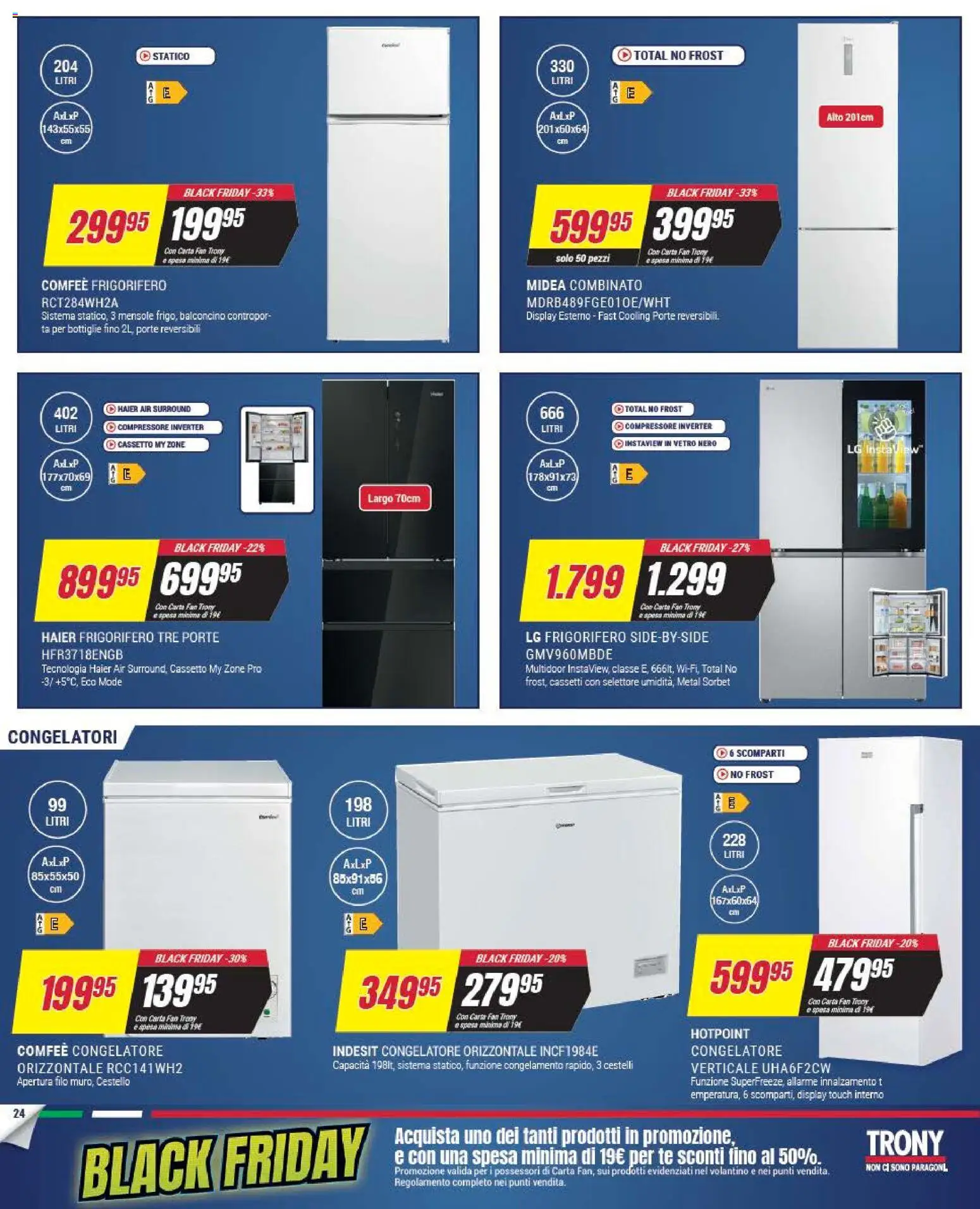 Volantino Trony del 25.11.2025 | Pagina: 24 | Prodotti: Tè, Frigorifero, Congelatore, Fan