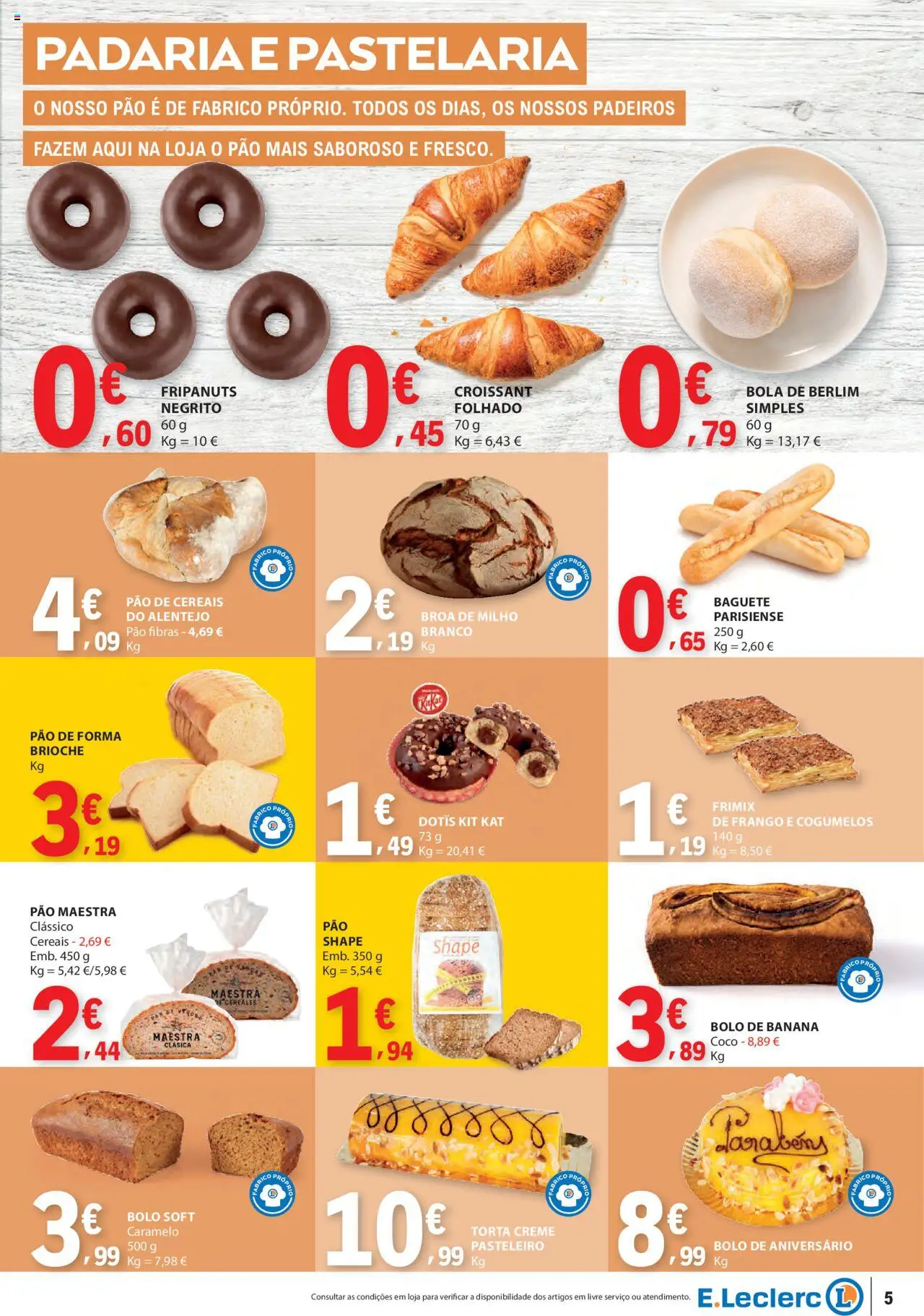 E.Leclerc folheto │ válido de 21.08.2025 | Página: 5 | Produtos: Banana, Padaria, Bolo, Creme