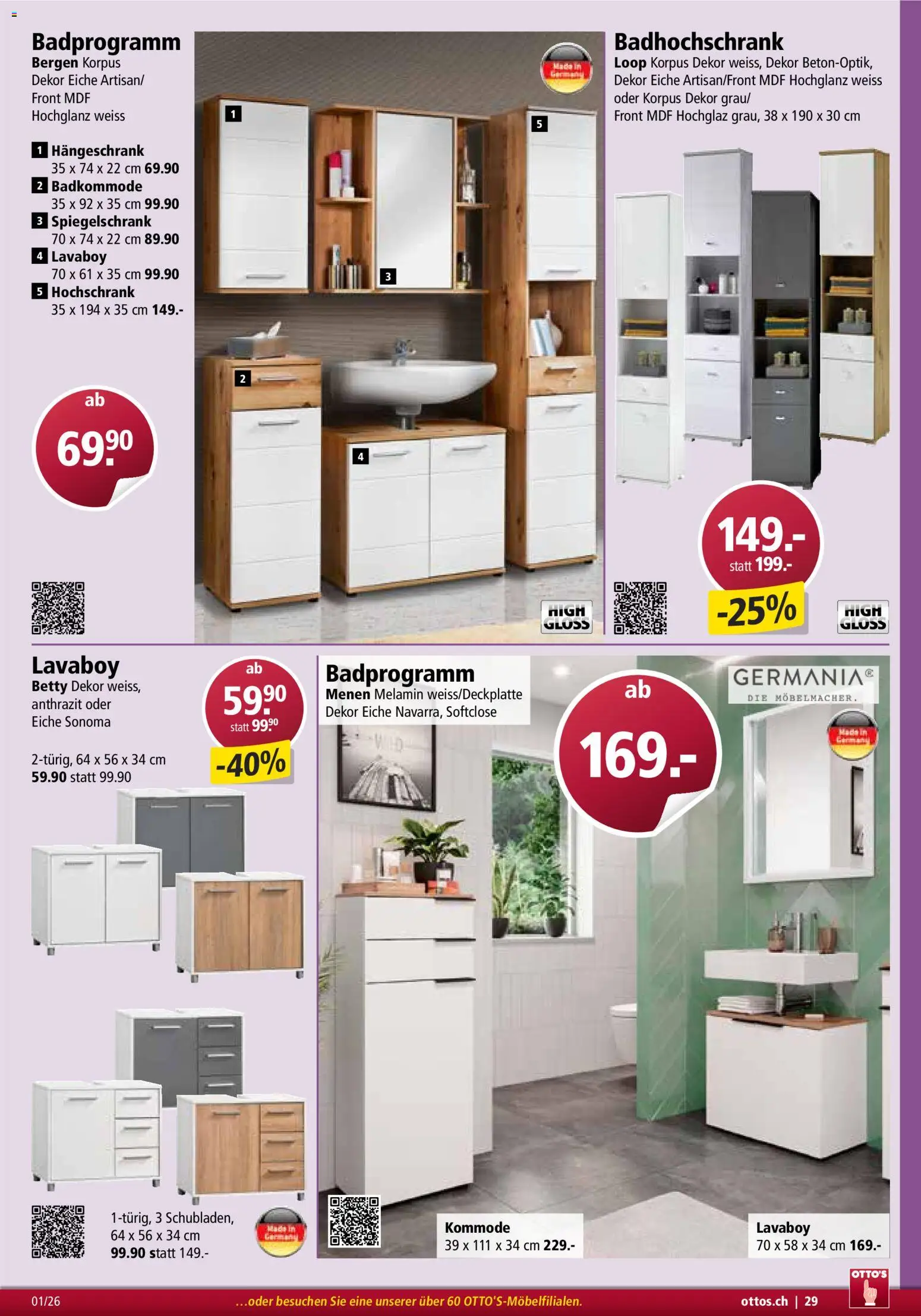 Otto's Aktionen Möbelflyer – gültig ab 01.01.2026 | Seite: 29 | Produkte: Kommode, Spiegelschrank, Hängeschrank, Hochschrank