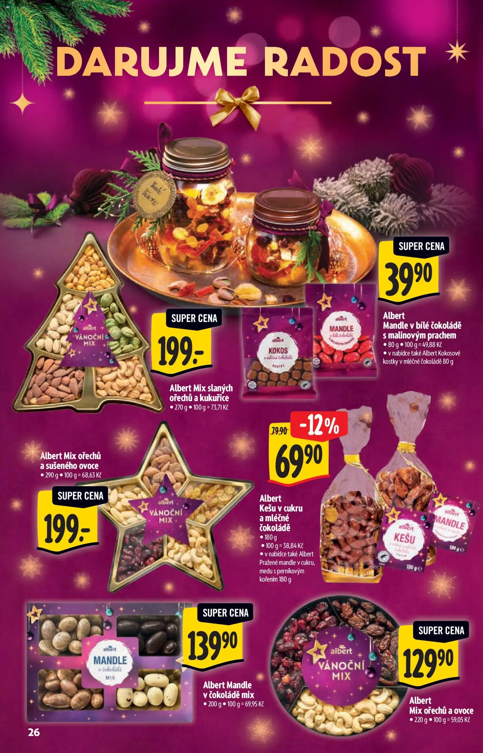 Albert katalog - Supermarket od 29.10.2025 | Strana: 26 | Produkty: Kešu, Ovoce, Mandle, Kokos