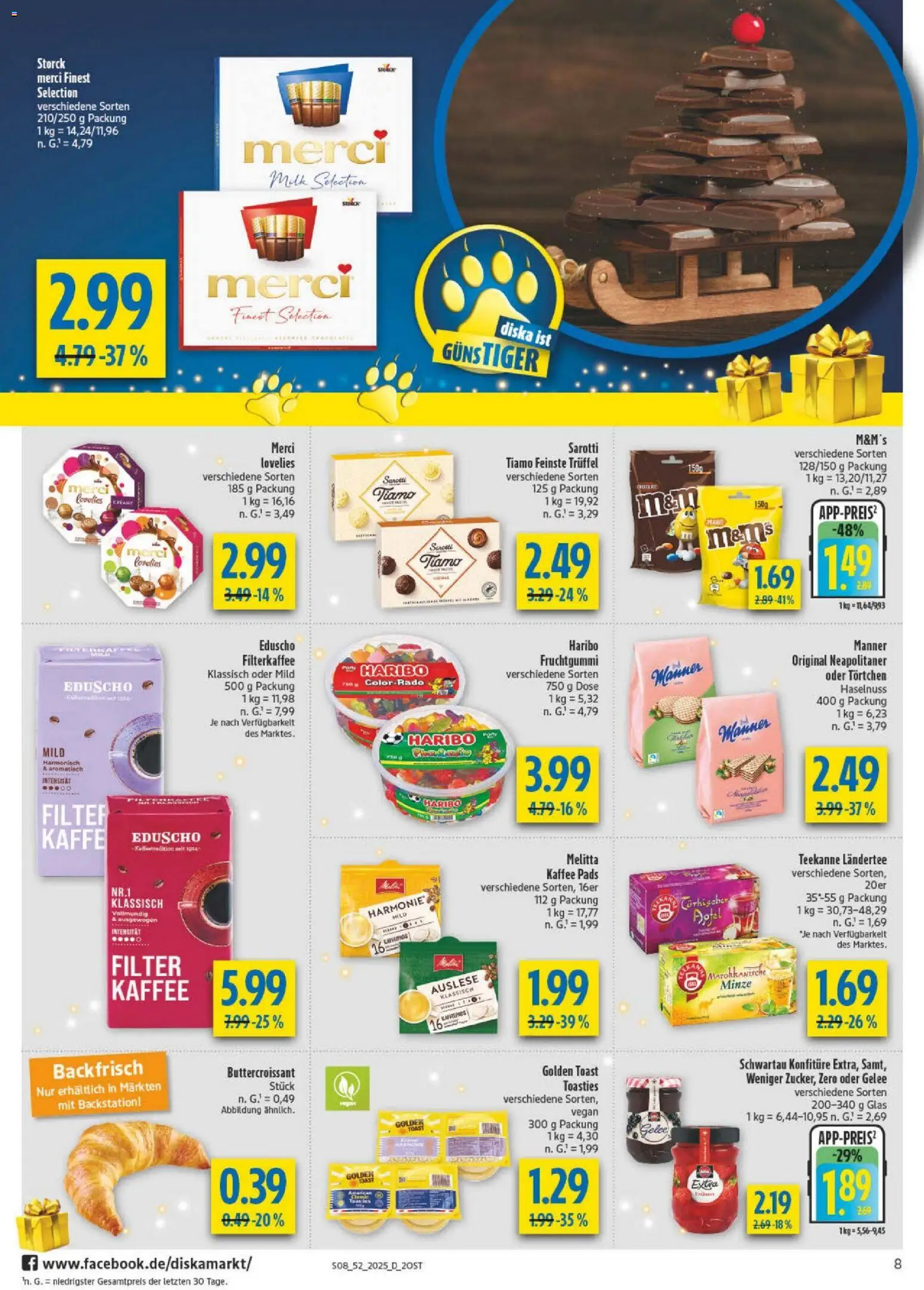 Diska - Diska Angebote Sachsen-Thüringen KW52 – gültig ab 22.12.2025 | Seite: 8 | Produkte: Merci, Haribo, Toast, Teekanne