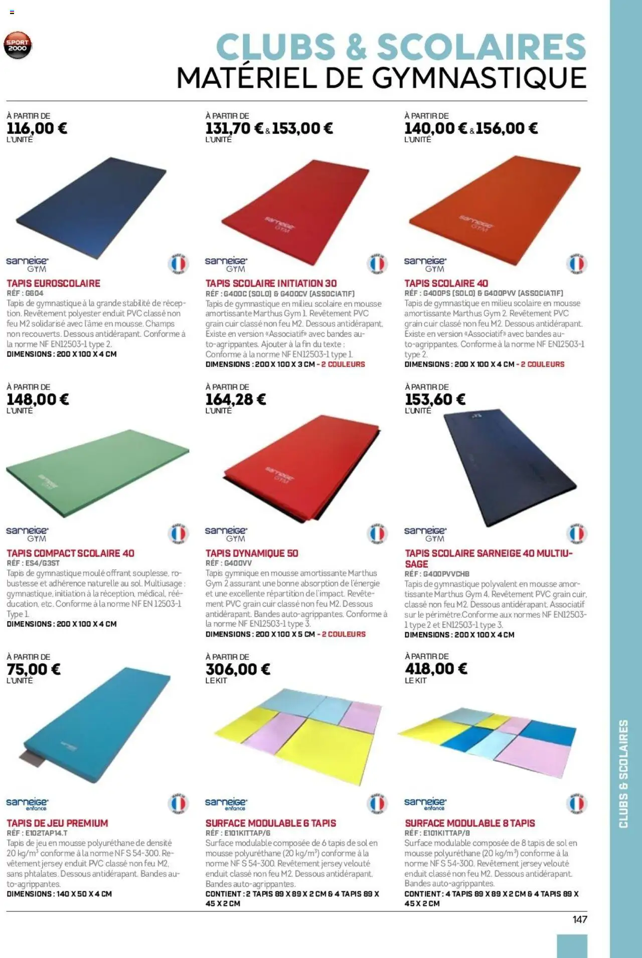 {H1} | Page: 147 | Produits: Mousse, Tapis