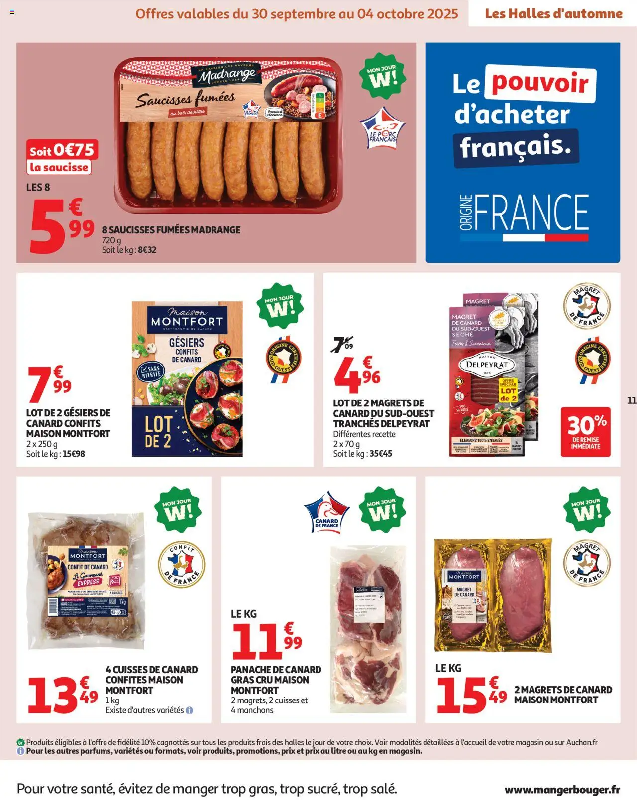 {H1} | Page: 11 | Produits: Confit de canard, Cuisses de canard, Porc, Magrets de canard