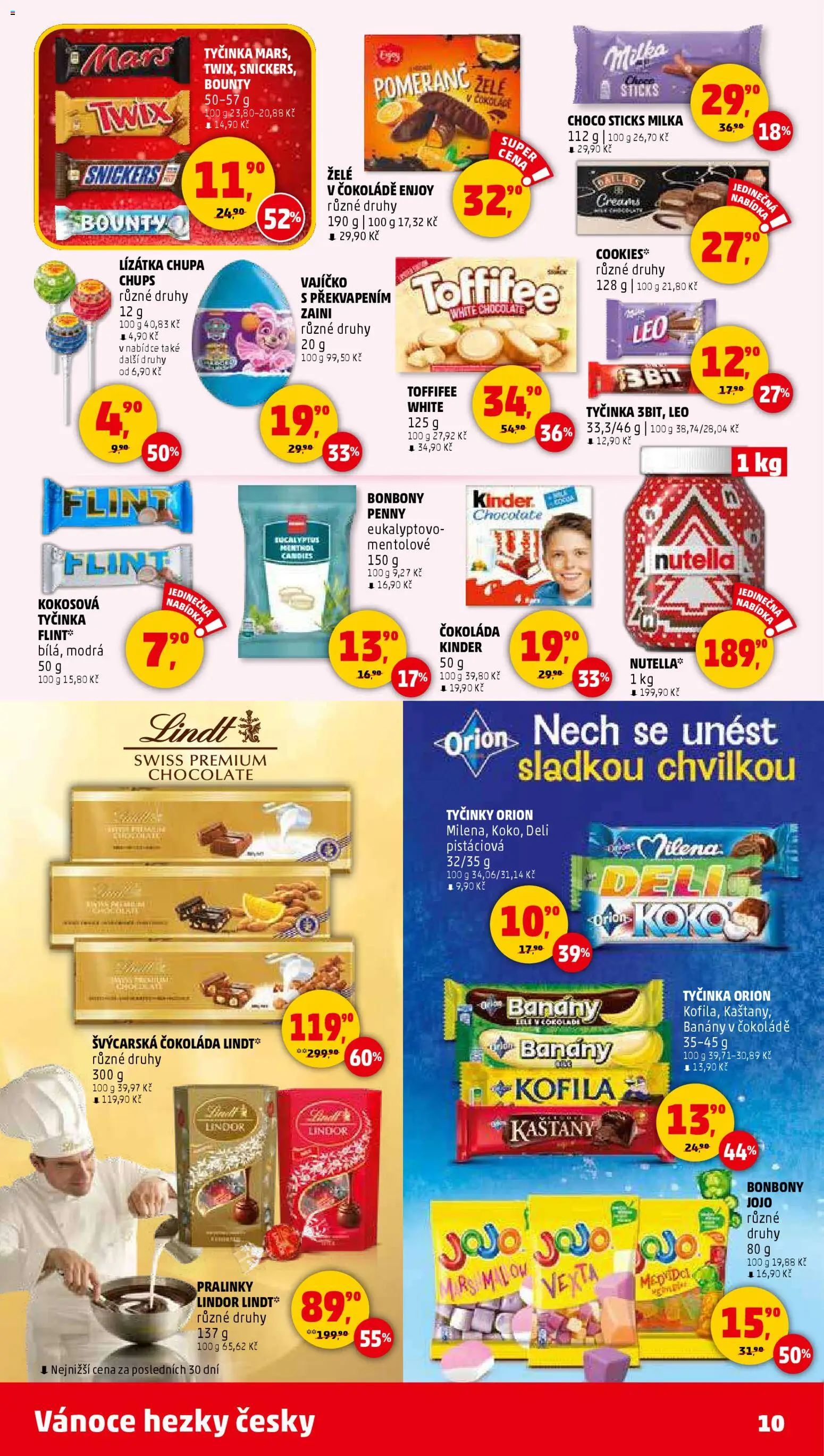 Penny Market leták - Čtvrtečník od 27.11.2025 | Strana: 10 | Produkty: Banány, Twix, Toffifee, Nutella