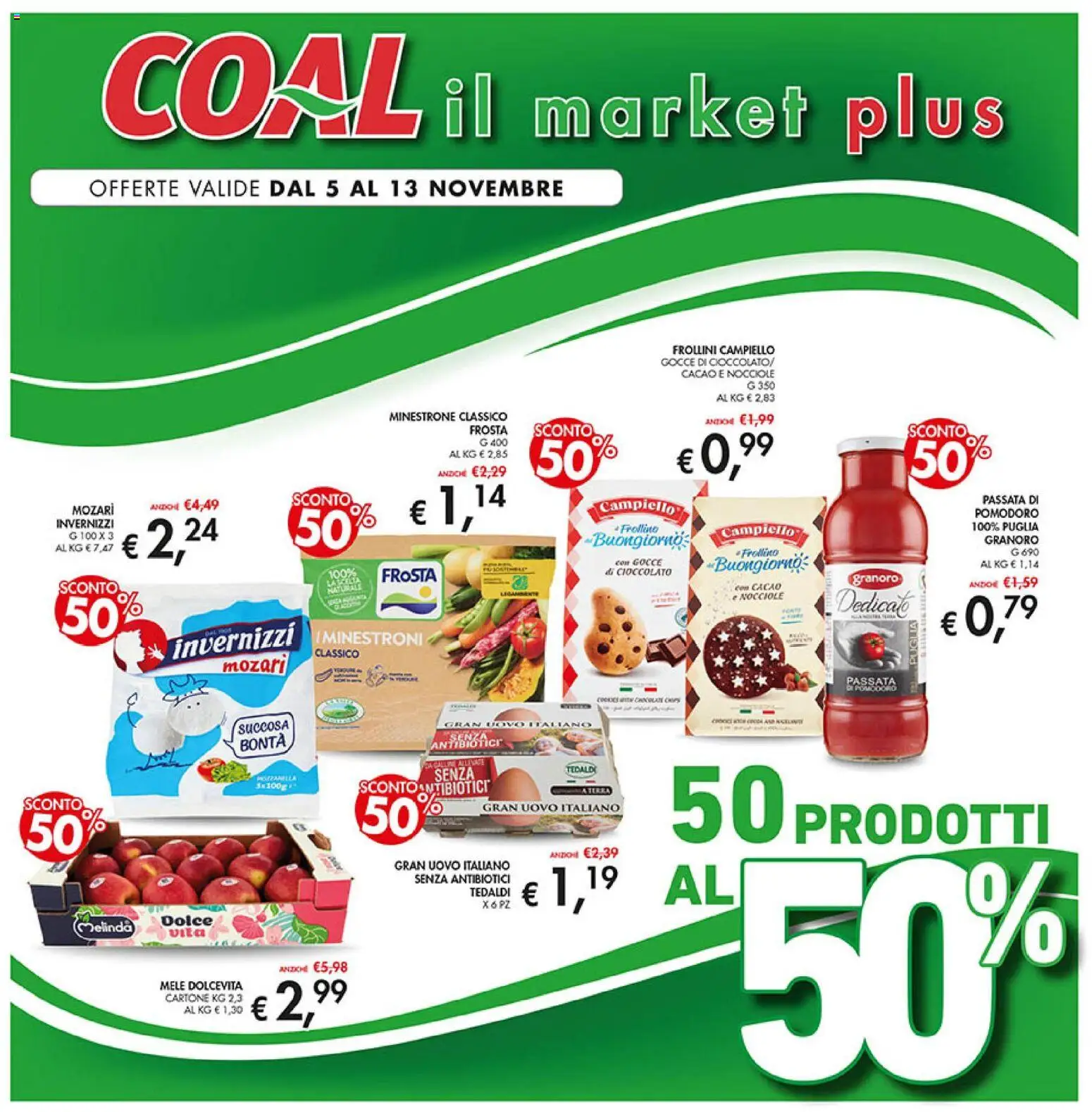 Volantino Coal del 05.11.2025 | Pagina: 1 | Prodotti: Minestrone, Cioccolato, Pomodoro, Passata di pomodoro