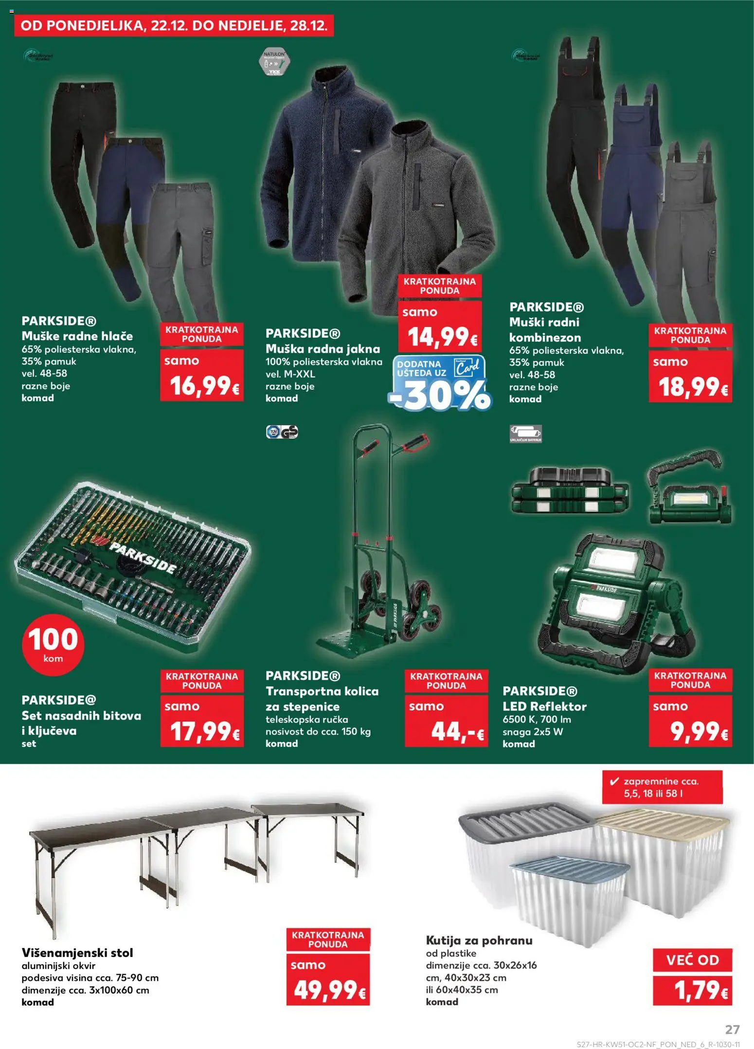 Kaufland katalog | vrijedi od 17.12.2025 | Stranica: 27 | Proizvodi: Stol, Kutija, Baterije, Parkside