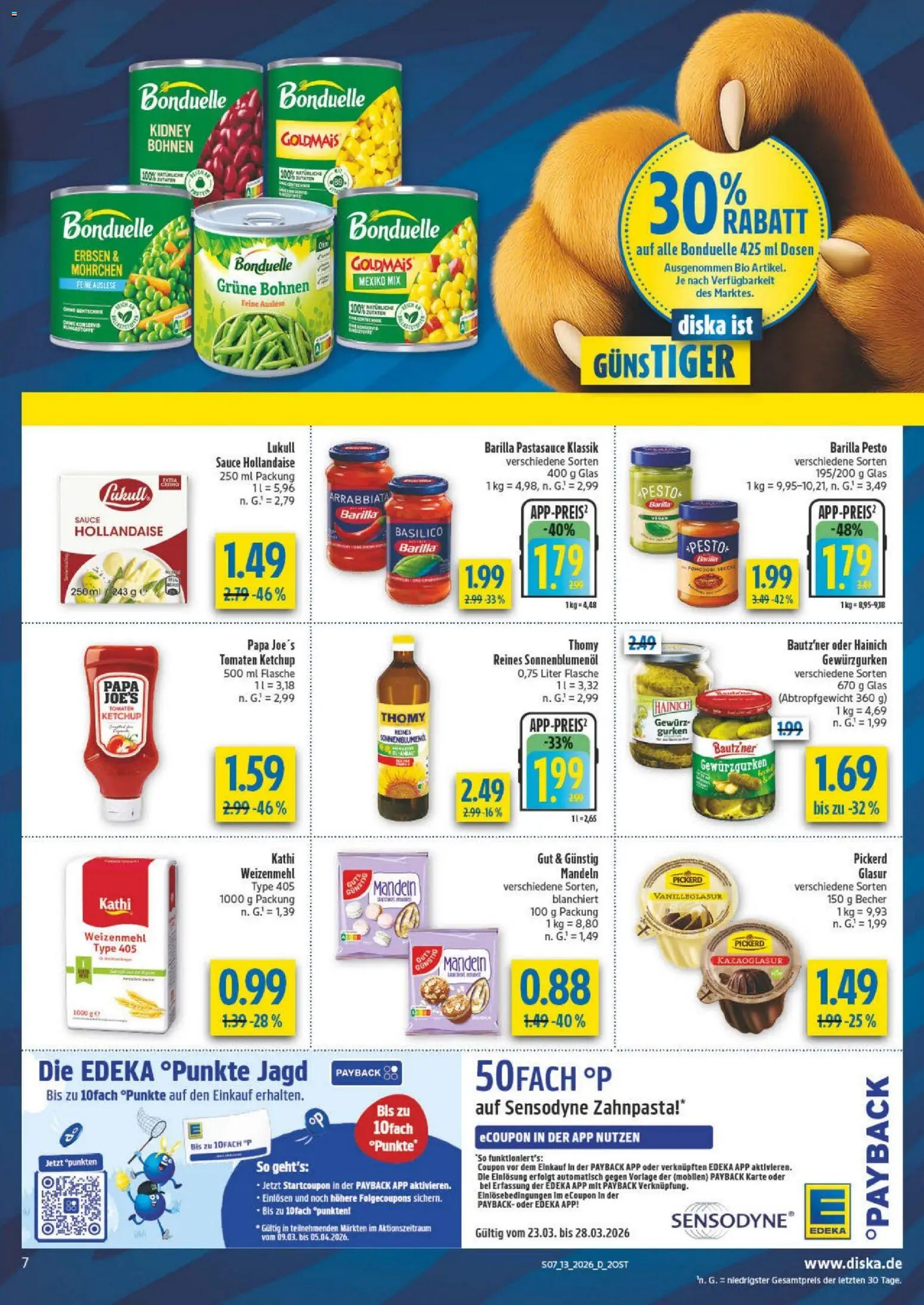 Diska Prospekt 	 – gültig ab 23.03.2026 | Seite: 7 | Produkte: Sonnenblumenol, Mandeln, Zahnpasta, Gurken