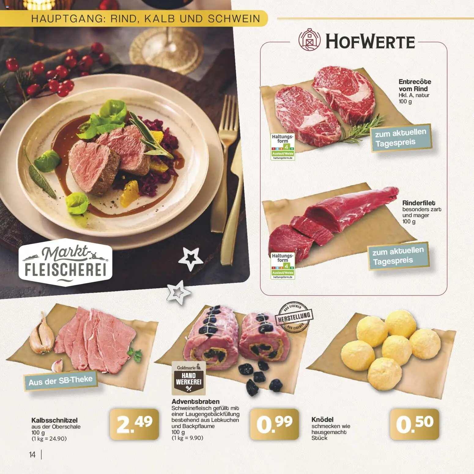 Famila Nordwest - Festliche Momente – gültig ab 24.11.2025 | Seite: 14 | Produkte: Rinderfilet, Entrecote, Schweinefleisch