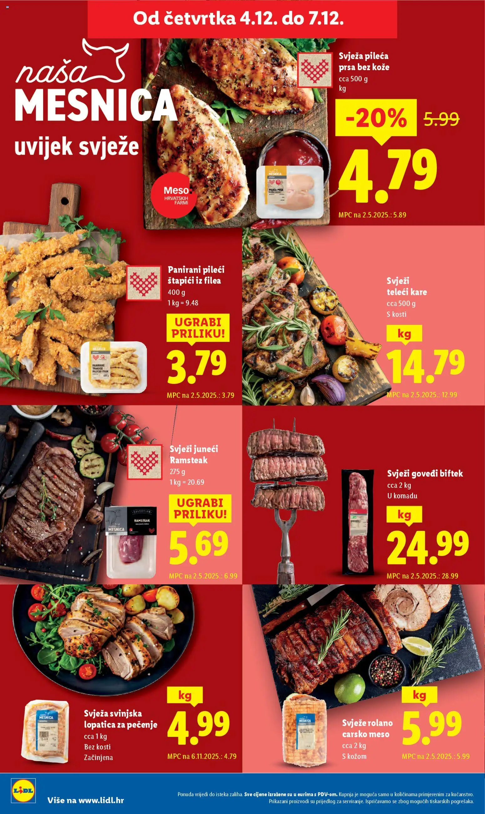 Lidl katalog | vrijedi od 01.12.2025 | Stranica: 64 | Proizvodi: Carsko meso, Svinjska lopatica, Štapići, Pileća prsa