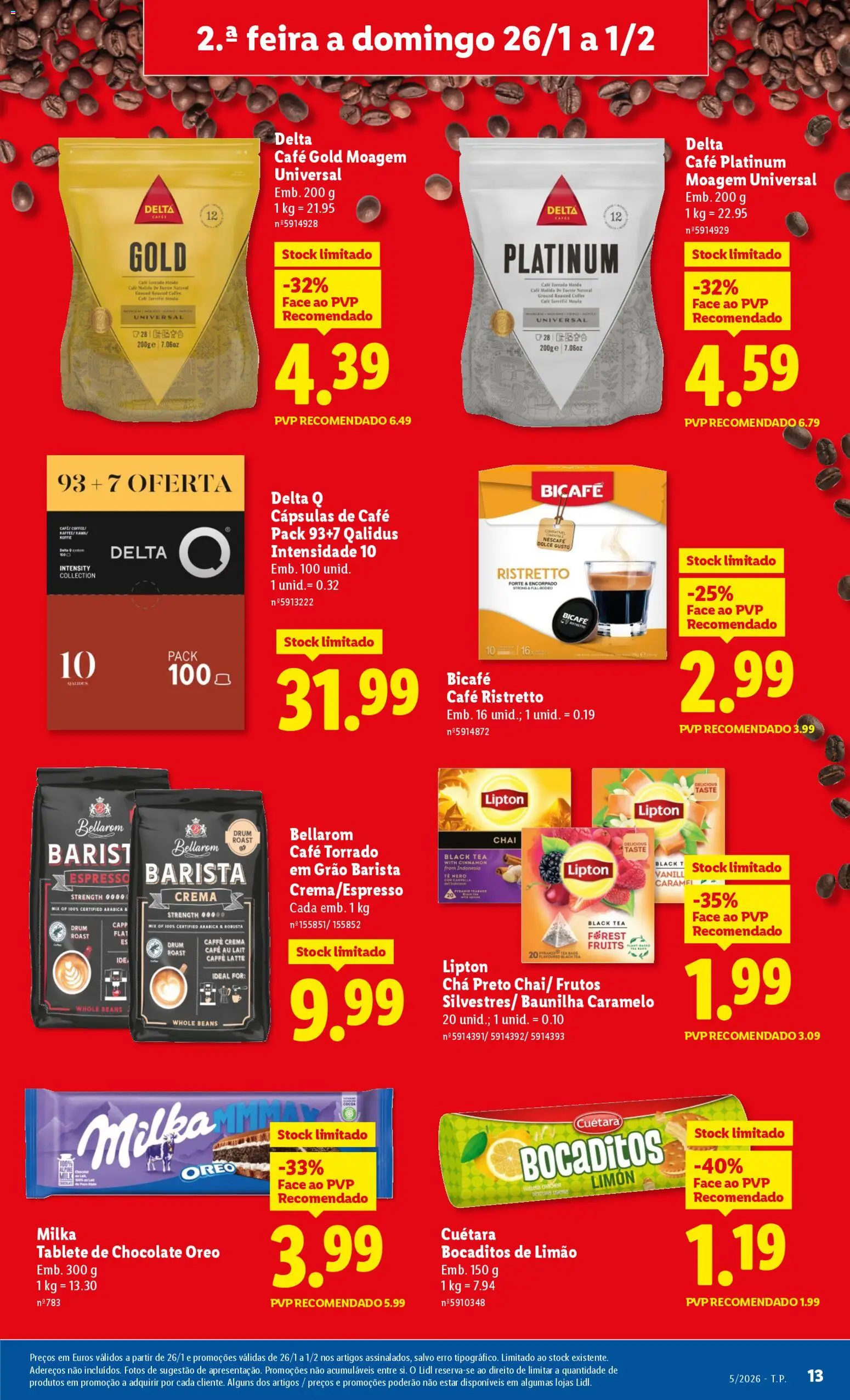 Lidl folheto │ válido de 26.01.2026 | Página: 13 | Produtos: Delta q, Café, Chocolate, Chá