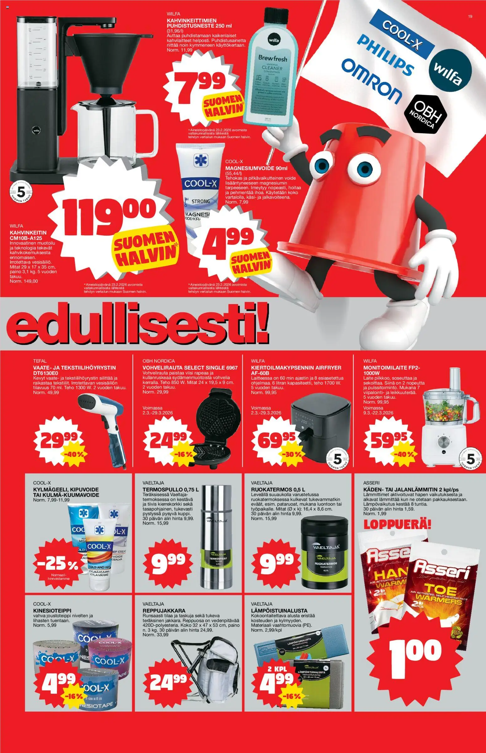 Tokmanni tarjoukset – voimassa 09.03.2026 alkaen | Sivu: 19 | Tuotteet: Kahvinkeitin, Vohvelirauta, Termospullo
