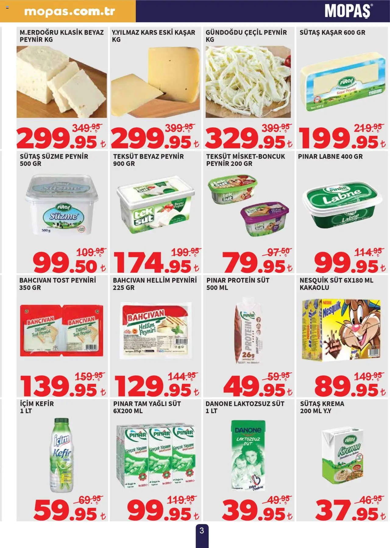 Mopaş Katalog - 18.10.2025 tarihinden itibaren geçerlidir | Sayfa: 3 | Ürünler: Kefir, Süt, Peynir, Süzme peynir