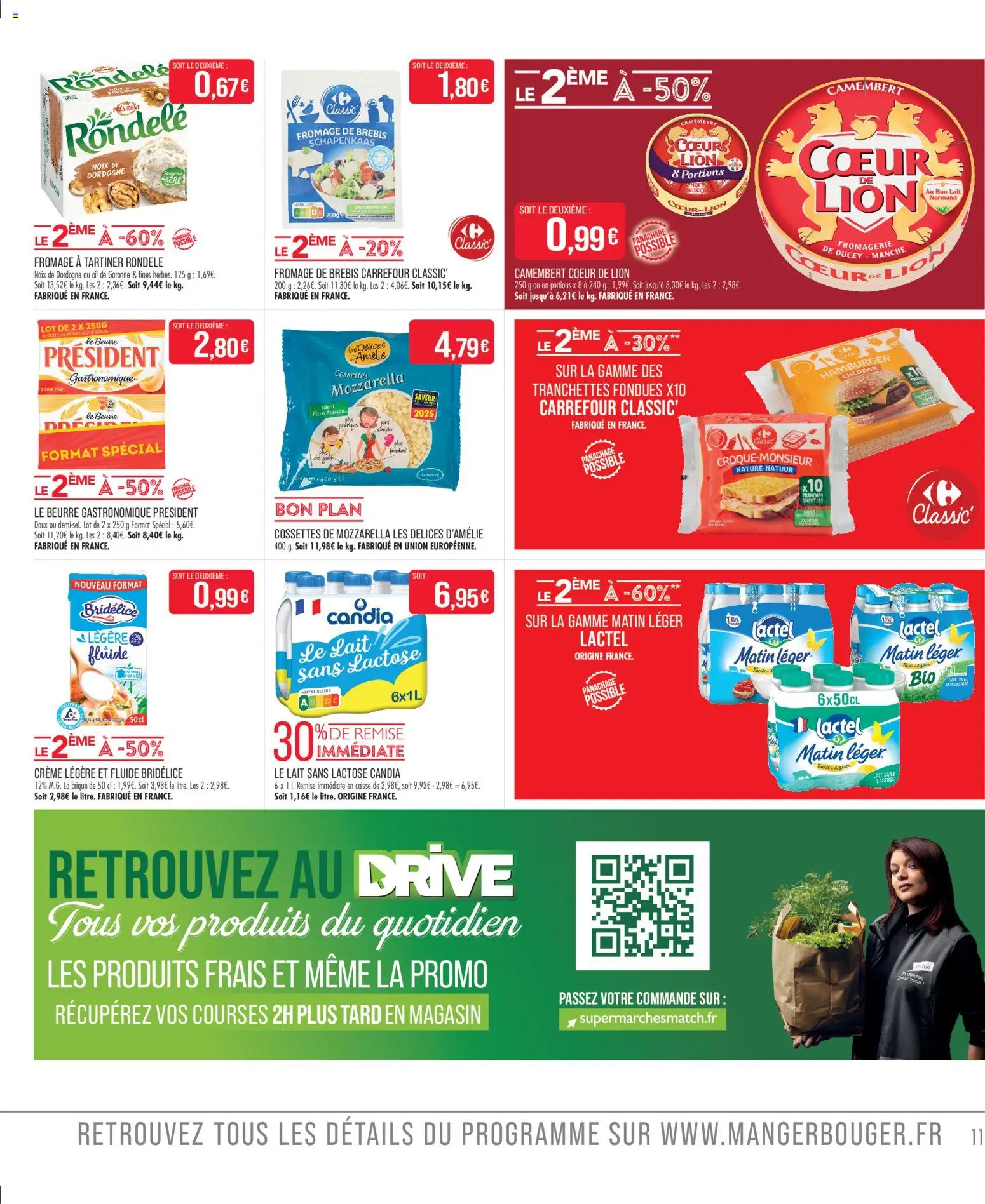 {H1} | Page: 11 | Produits: Lait, Fromage à tartiner, Camembert, Crème