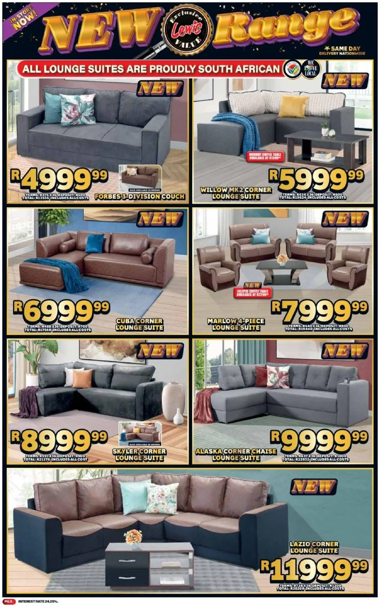 Lewis Stores Specials │ valid from 11.08.2025 | Page: 2 | Products: Coffee table, Lounge suite, Coffee, Chaise