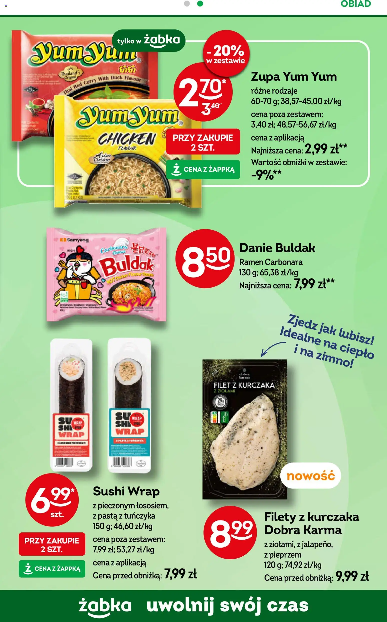 Żabka Gazetka od 22.10.2025 | Strona: 67 | Produkty: Carbonara, Curry, Filet z kurczaka, Sushi