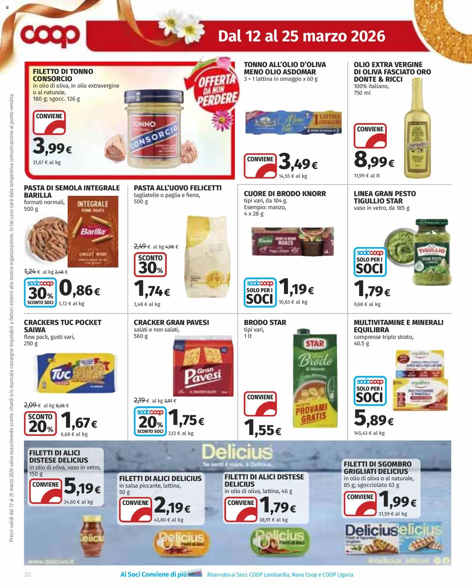 Volantino COOP del 12.03.2026 | Pagina: 20 | Prodotti: Salsa, Olio, Pasta, Olio extra vergine