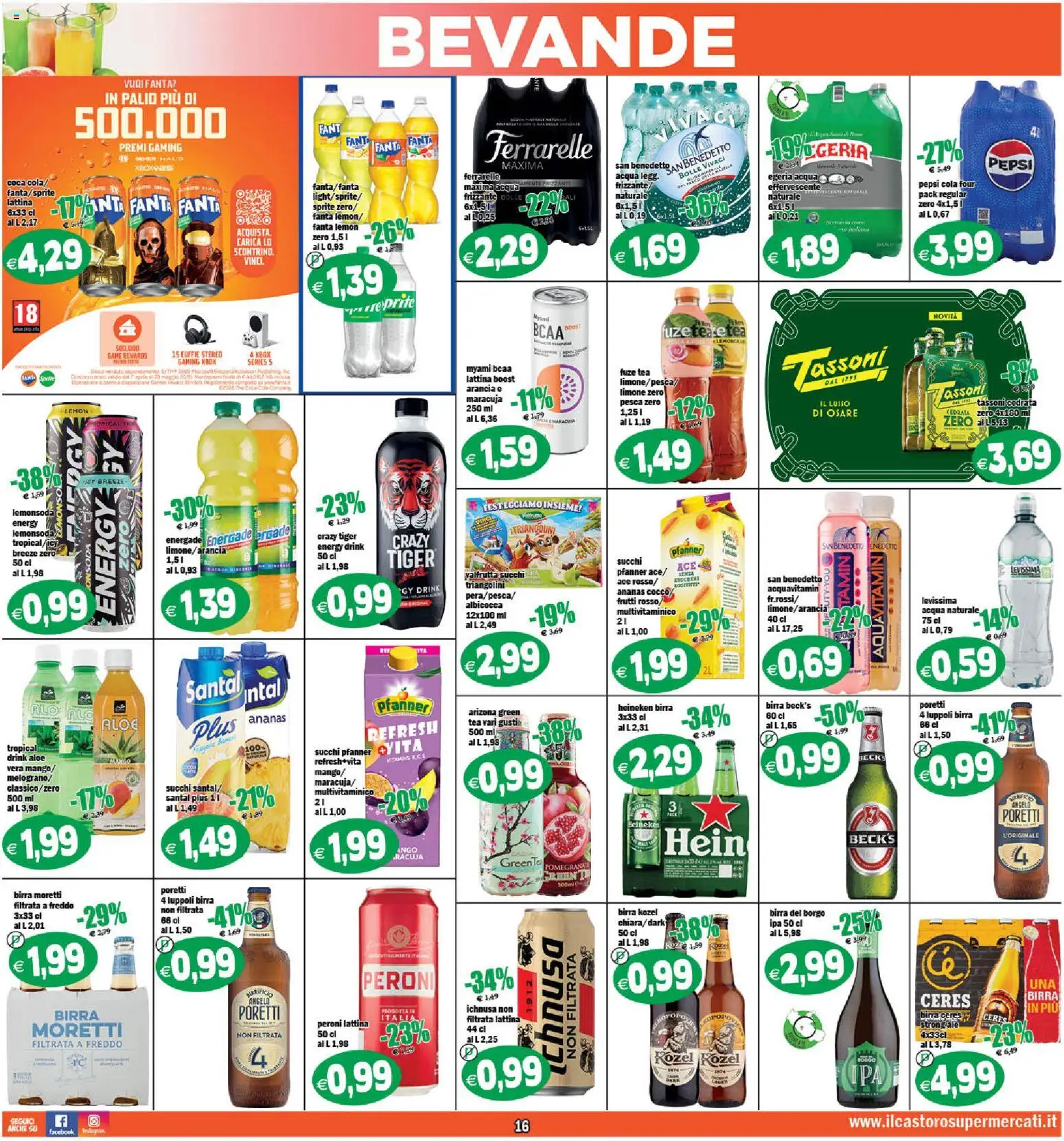 Volantino Il Castoro del 17.04.2026 | Pagina: 16 | Prodotti: Birra, Acqua, Birra Moretti, Heineken