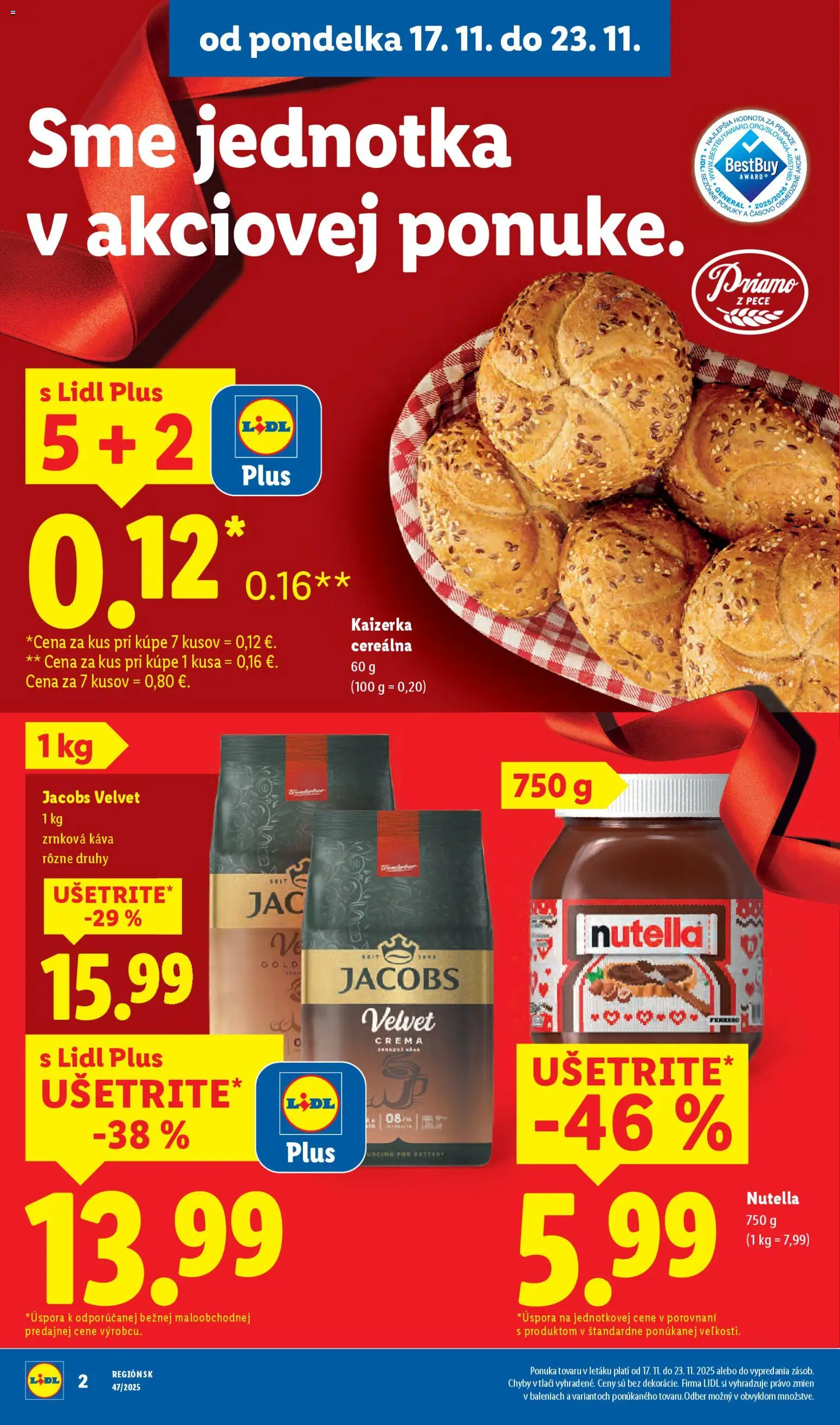 Nové Lidl akcie – leták je platný od 20.11.2025 | Strana: 4 | Produkty: Jacobs Velvet, Káva, Nutella, Zrnková káva