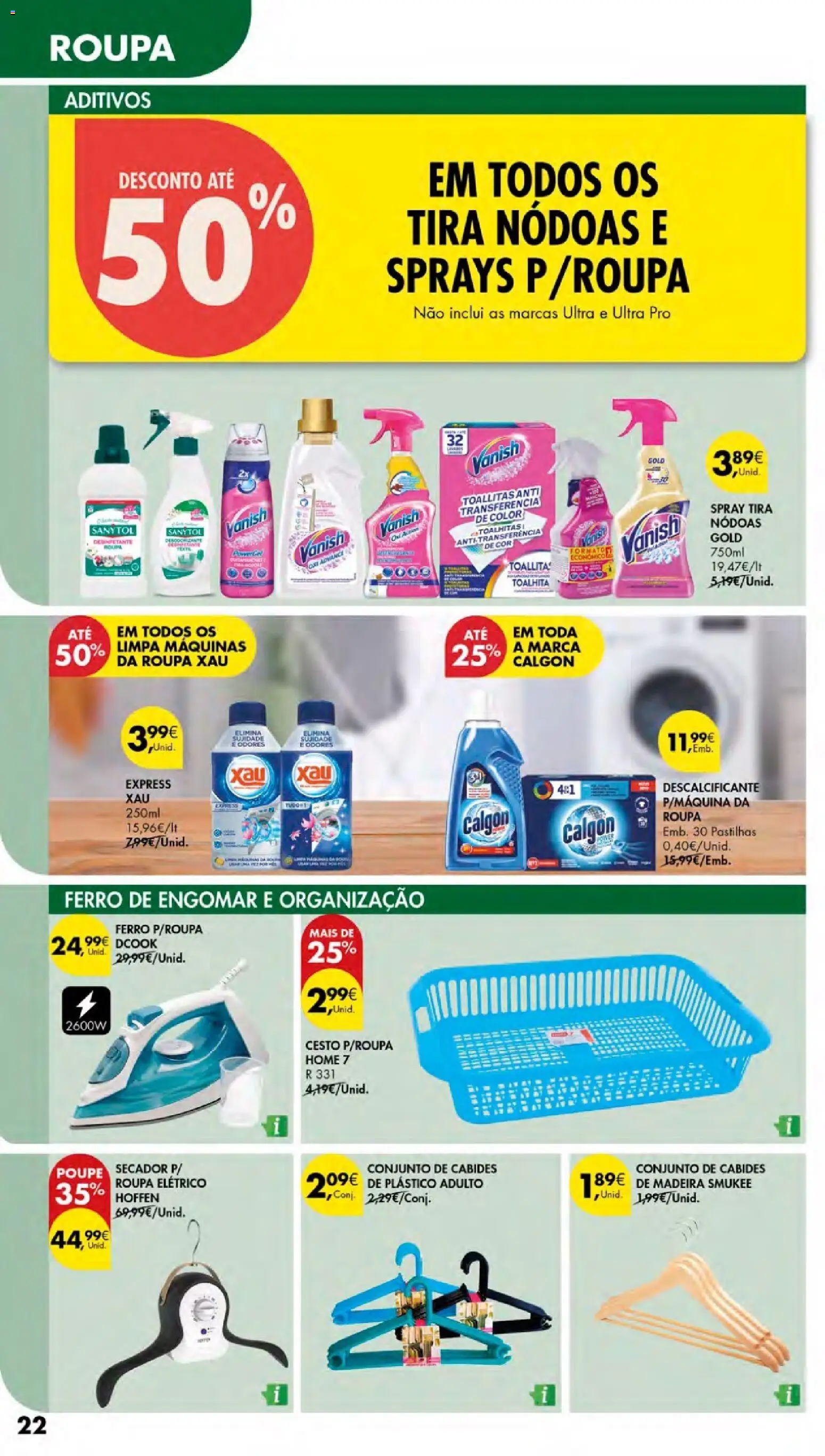 Pingo Doce - Cuidados Pessoais e para o Lar Açores │ válido de 26.02.2026 | Página: 22 | Produtos: Ferro de engomar, Secador, Ferro, Cabides