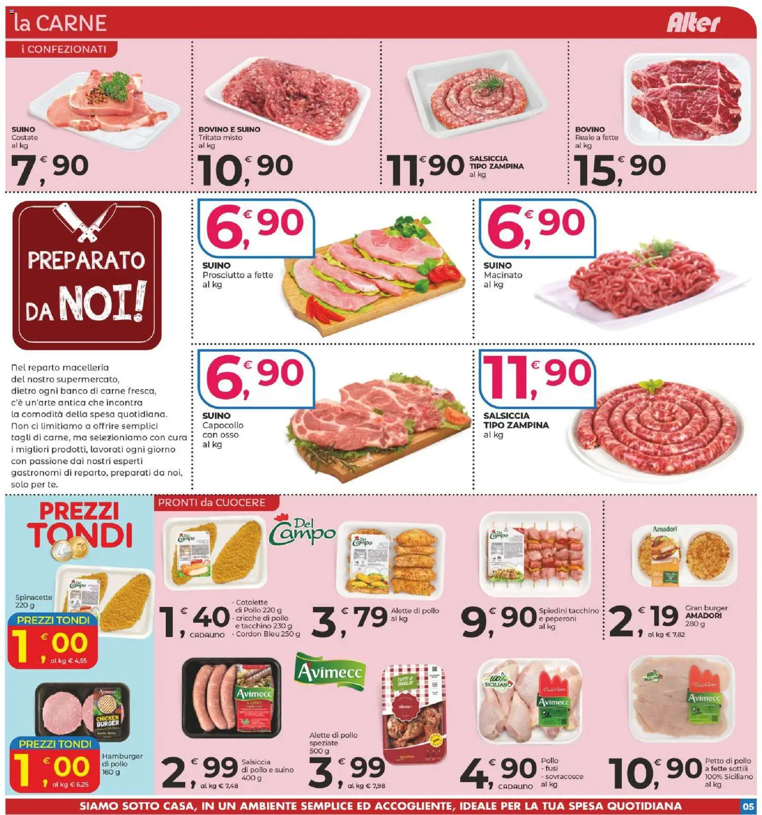 Volantino Alter Discount del 22.04.2026 | Pagina: 5 | Prodotti: Pollo, Tacchino, Prosciutto, Hamburger