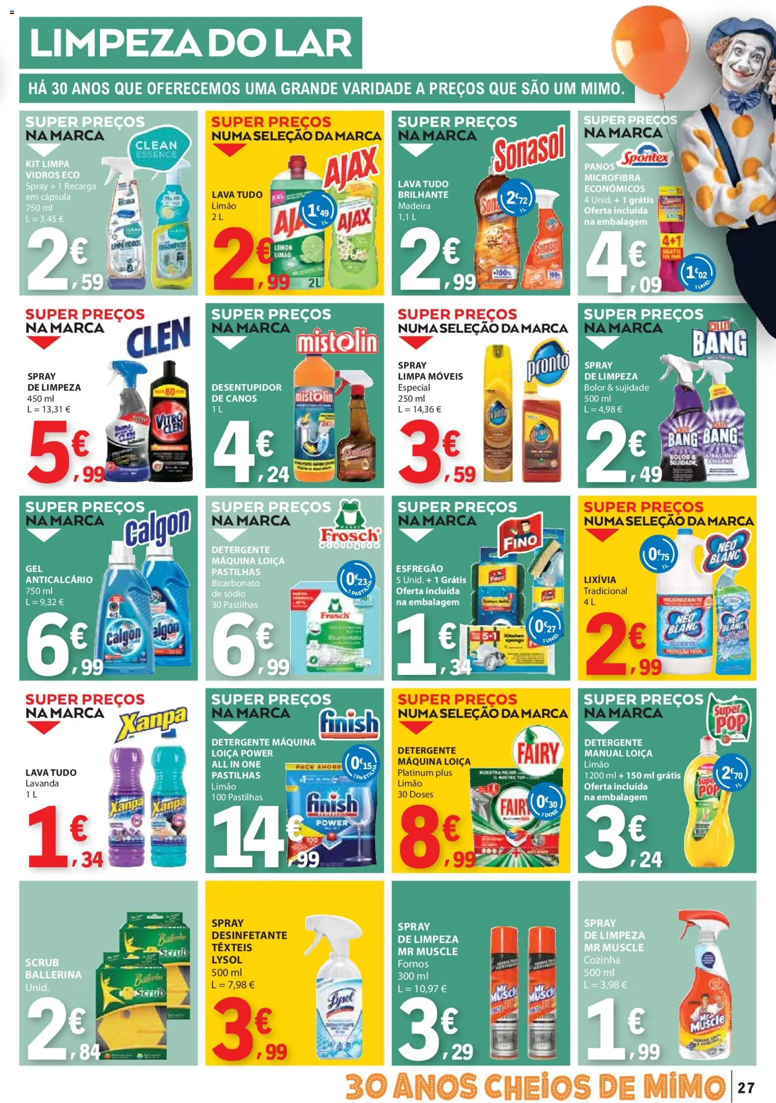 E.Leclerc folheto │ válido de 23.10.2025 | Página: 27 | Produtos: Esfregão, Detergente, Limpa móveis, Bicarbonato