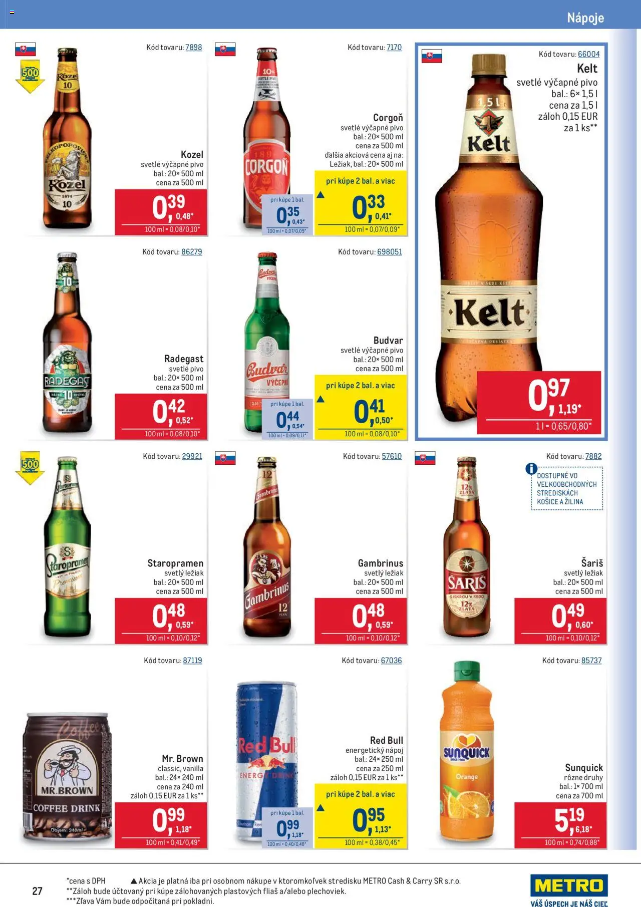 Metro Maloobchod │ platný od 13.08.2025 | Strana: 27 | Produkty: Kelt, Radegast, Staropramen, Gambrinus