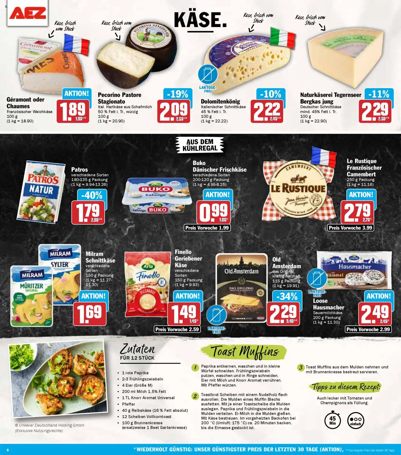 AEZ Prospekt 	 – gültig ab 17.11.2025 | Seite: 6 | Produkte: Toastbrot, Tomaten, Pfeffer, Frischkase