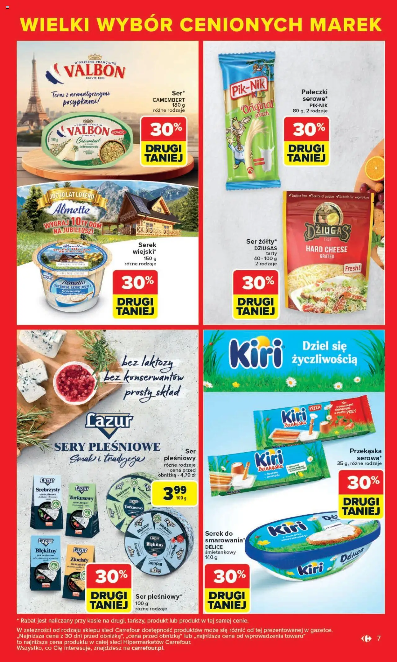 Carrefour Gazetka - Cenione marki, super ceny od 04.08.2025 | Strona: 7 | Produkty: Ser pleśniowy, Serek wiejski, Ser, Sery pleśniowe