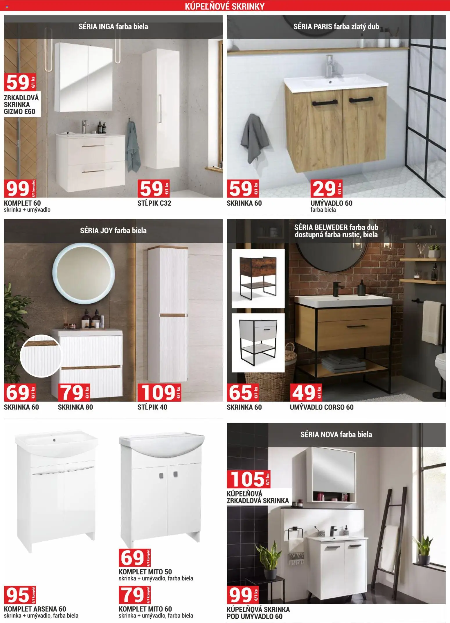 Nové Merkury Market akcie – leták je platný od 02.01.2026 | Strana: 46 | Produkty: Kúpeľňové skrinky, Kúpelňová skrinka, Skrinka