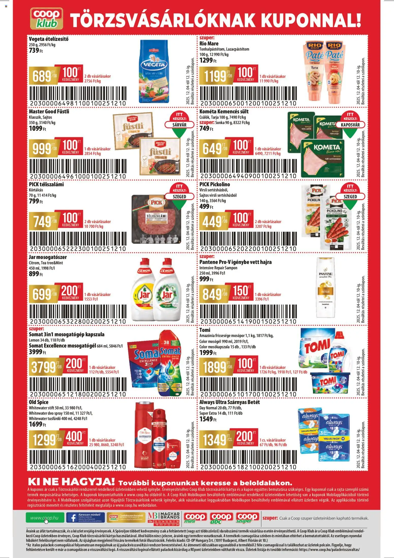 COOP akciós ujság - amely érvényes a következő dátumtól: 04.12.2025 | Oldal: 12 | Termékek: Old spice, Pick, Mosógél, Mosogatógép kapszula