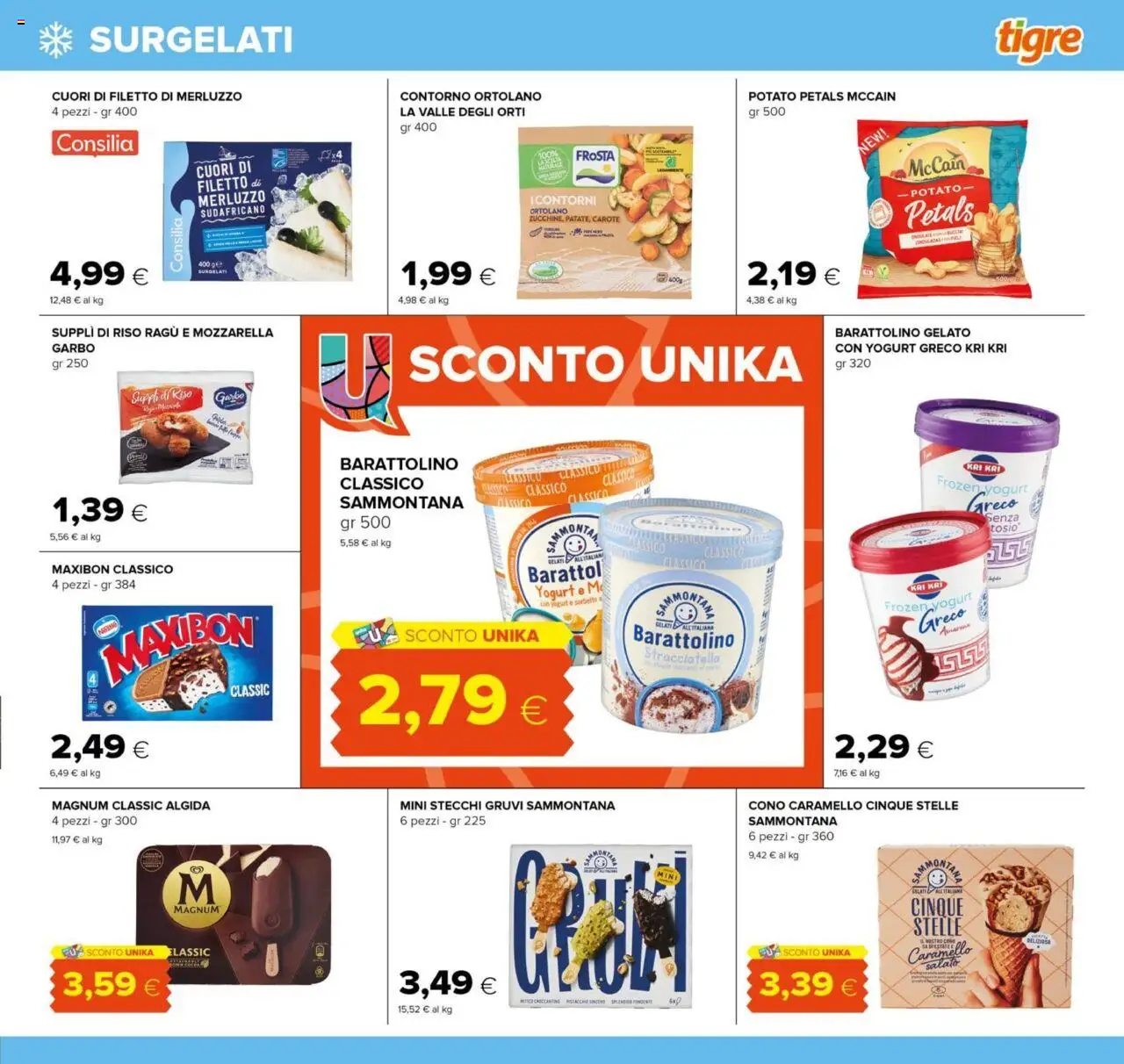 Volantino Tigre del 07.08.2025 | Pagina: 9 | Prodotti: Yogurt greco, Merluzzo, Sorbetto, Mozzarella