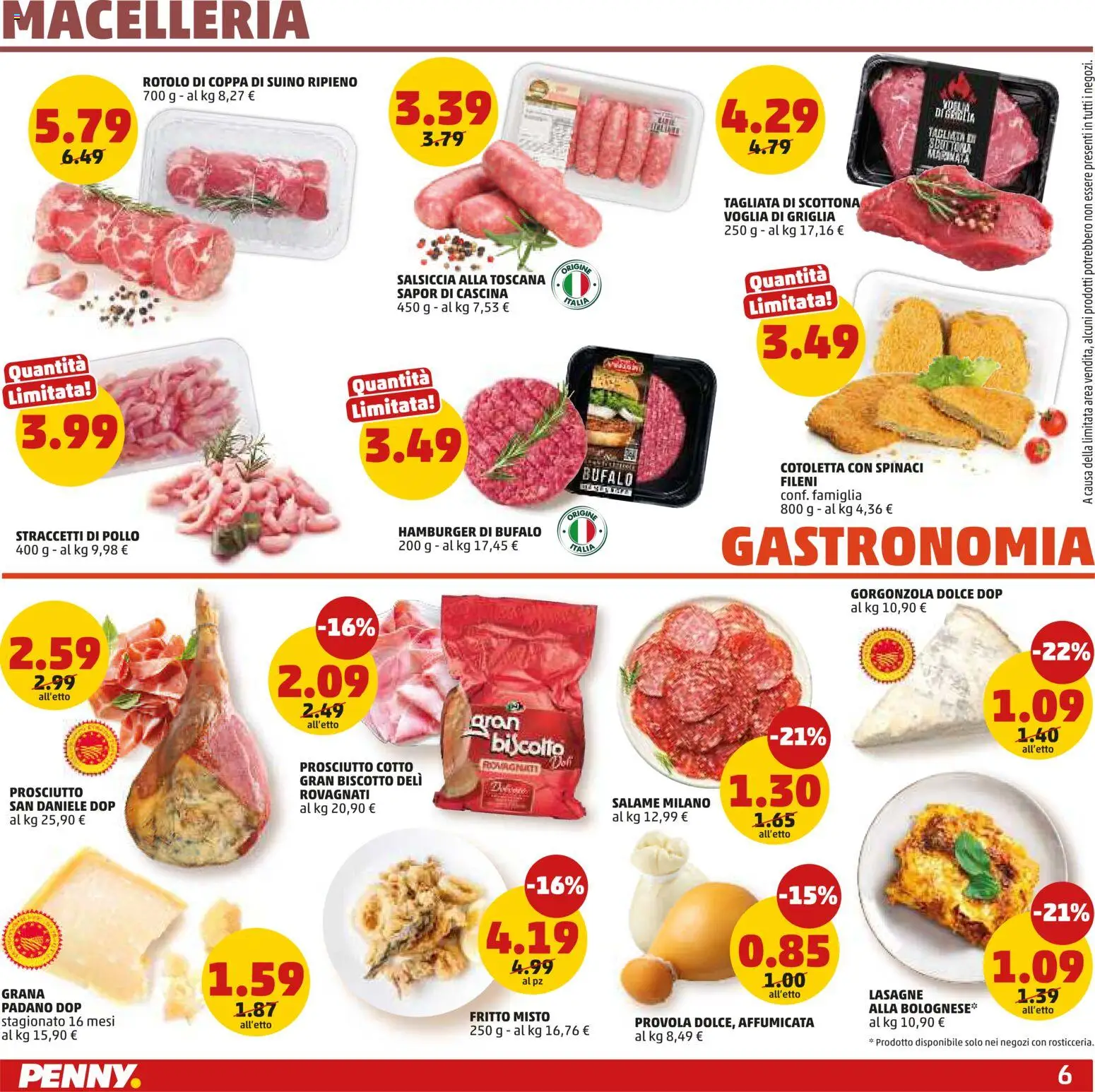Volantino PENNY del 26.02.2026 | Pagina: 6 | Prodotti: Prosciutto, Salsiccia, Spinaci, Hamburger