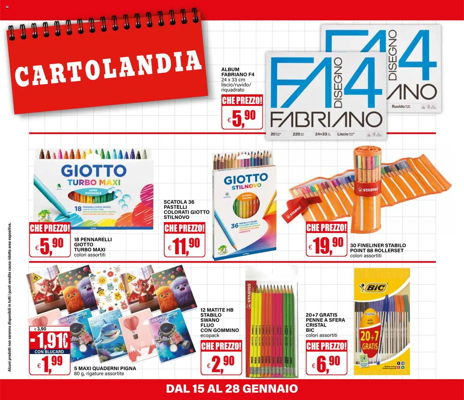 Volantino Il Gigante del 15.01.2026 | Pagina: 42 | Prodotti: Pennarelli, Pastelli, Penne, Scatola