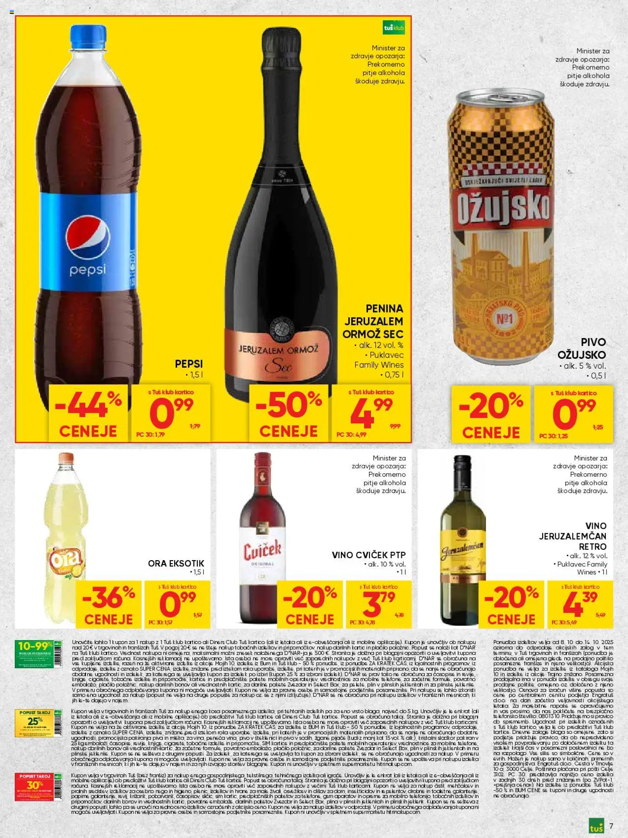 Novi Tuš katalog ponudbe – veljaven od 08.10.2025 | Stran: 7 | Izdelki: Vino, Pivo, Lak, Sladkor